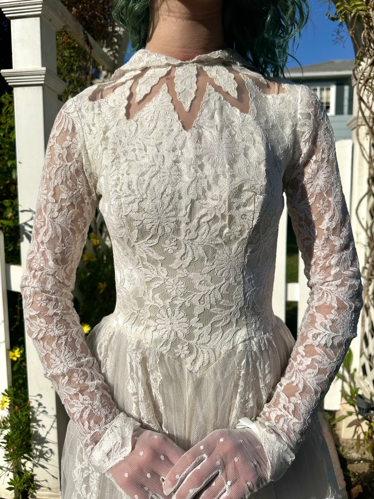 Exquisite Ethereal Antique 1940’s Lace and Tulle Wedding Dress/Bridal Gown XS