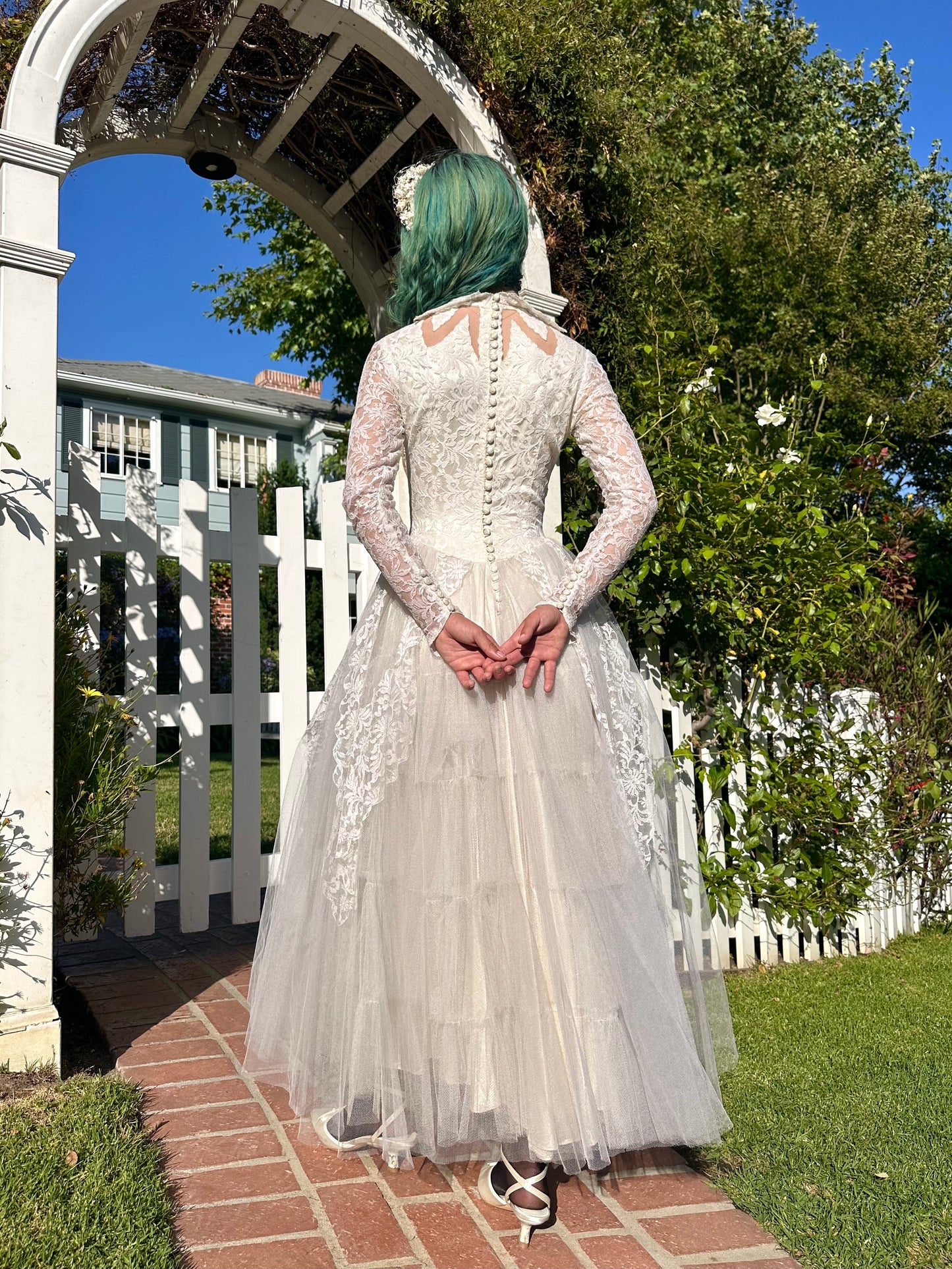 Exquisite Ethereal Antique 1940’s Lace and Tulle Wedding Dress/Bridal Gown XS