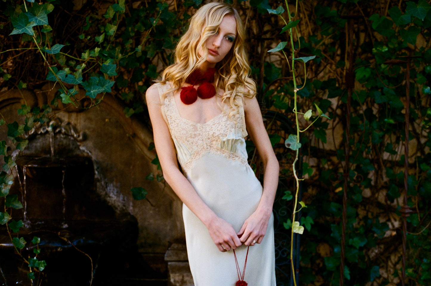 Heavenly Antique 1940’s Silk Slip Bias Cut Dress in Mint with Ecru Lace and Lace Appliqué - One of One