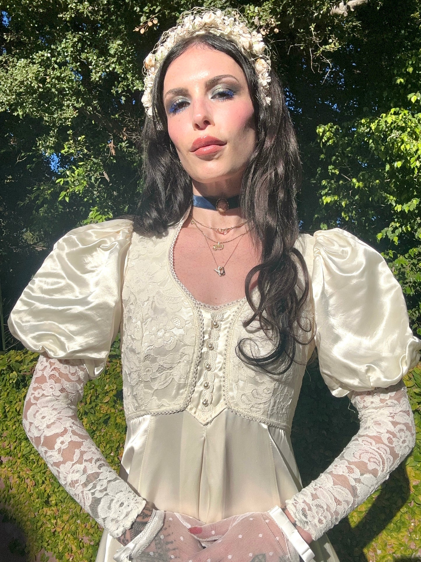 Vintage 1970’s Gunne Sax Renaissance Bridal Collection Wedding Dress in Pearl White