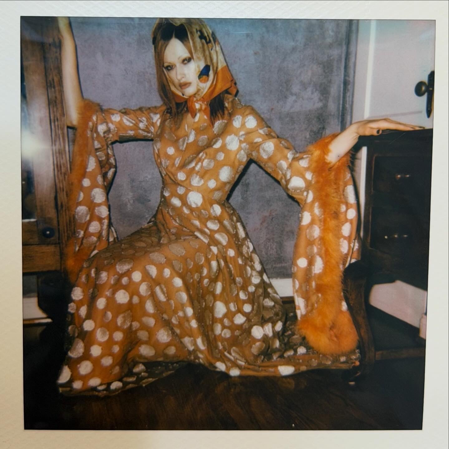 Incredibly Rare, Vintage 1970’s Chiffon Maxi Gown with Elongated Angel Sleeves Lined in Marabou Feathers. Museum Worthy.