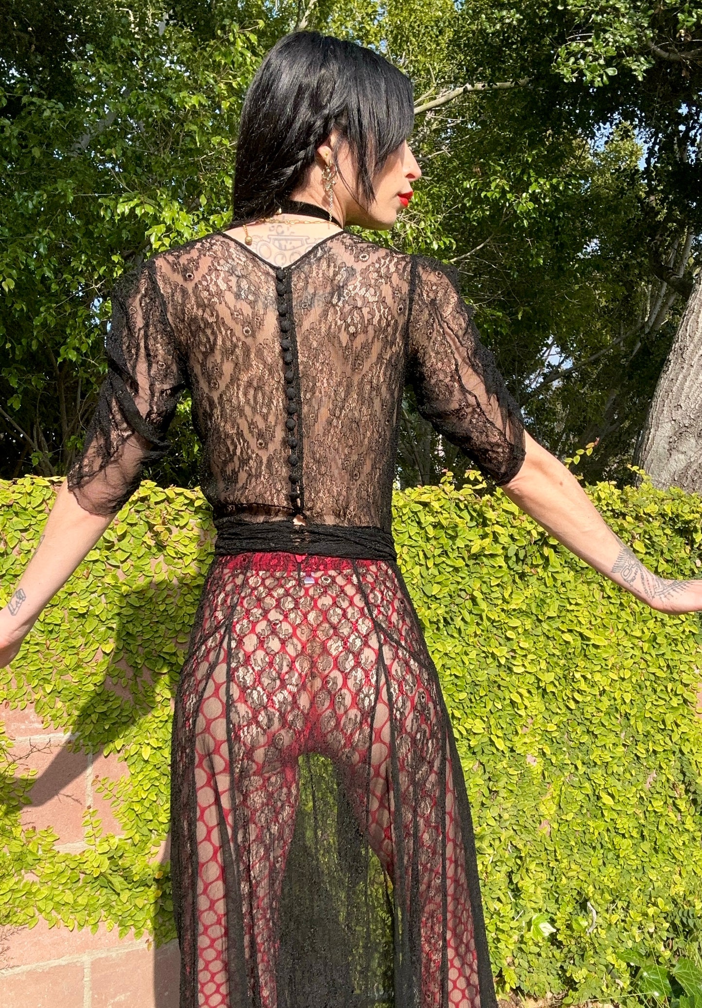 Elegant Hollywood Glam Antique 1930's 3 Piece Lace Dress Set