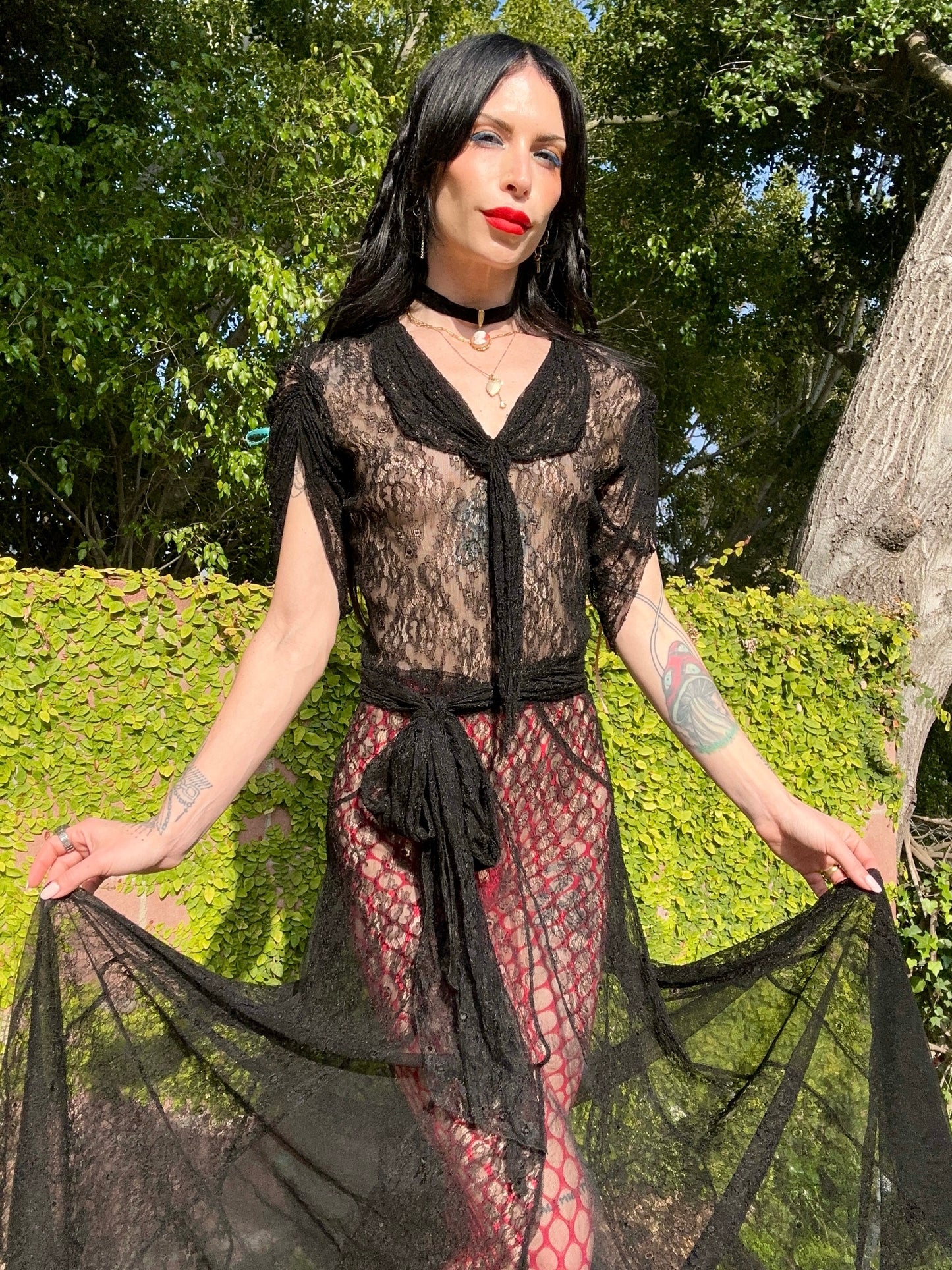 Elegant Hollywood Glam Antique 1930's 3 Piece Lace Dress Set