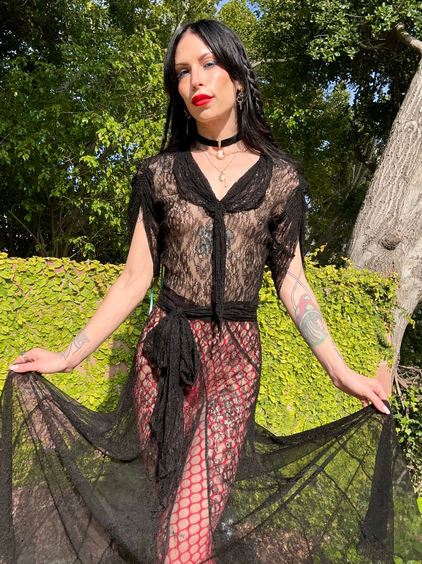 Elegant Hollywood Glam Antique 1930's 3 Piece Lace Dress Set