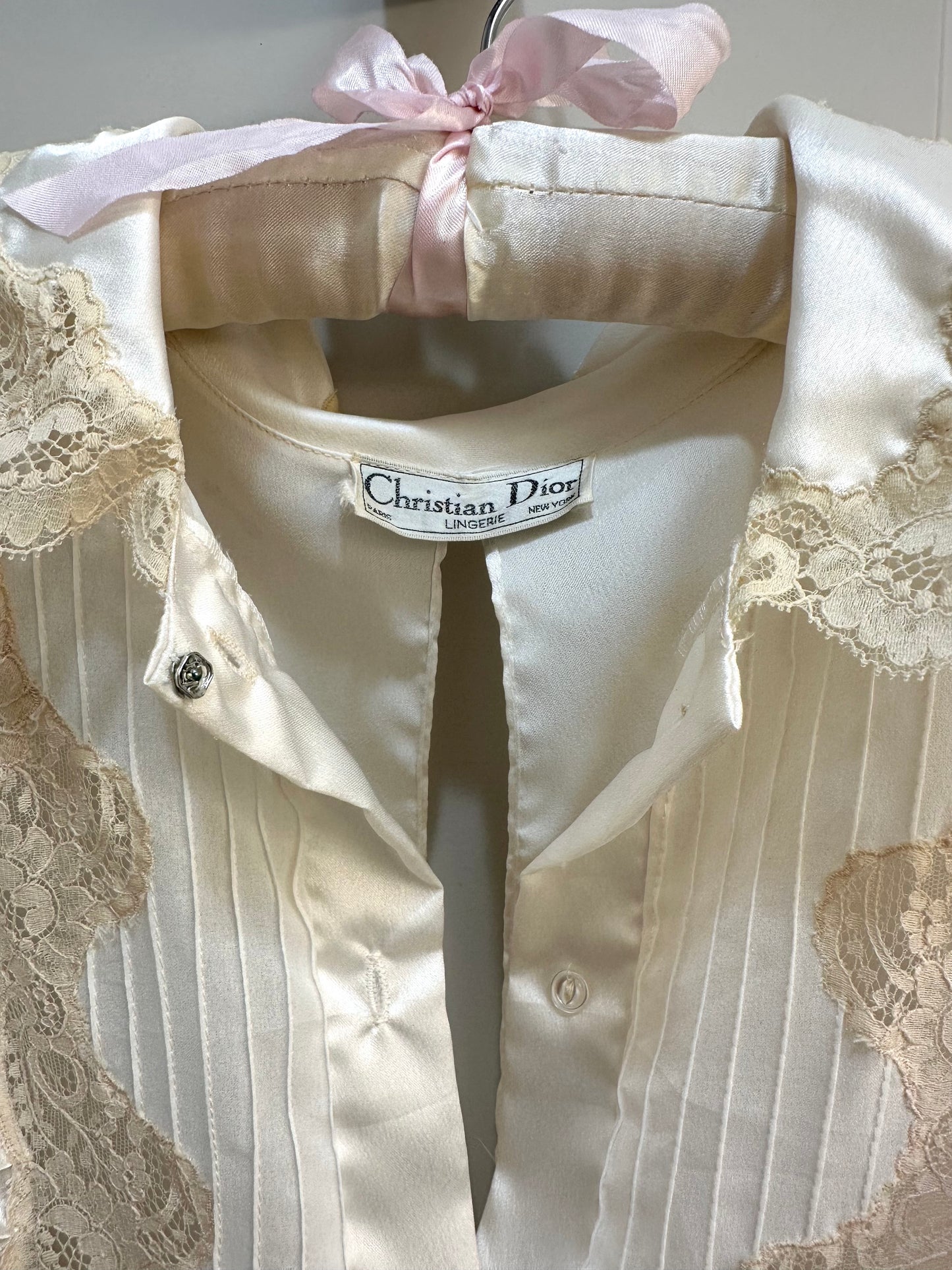 Vintage 1970's Christian Dior Bridal Slip Dress with Lace Inserts XS-L