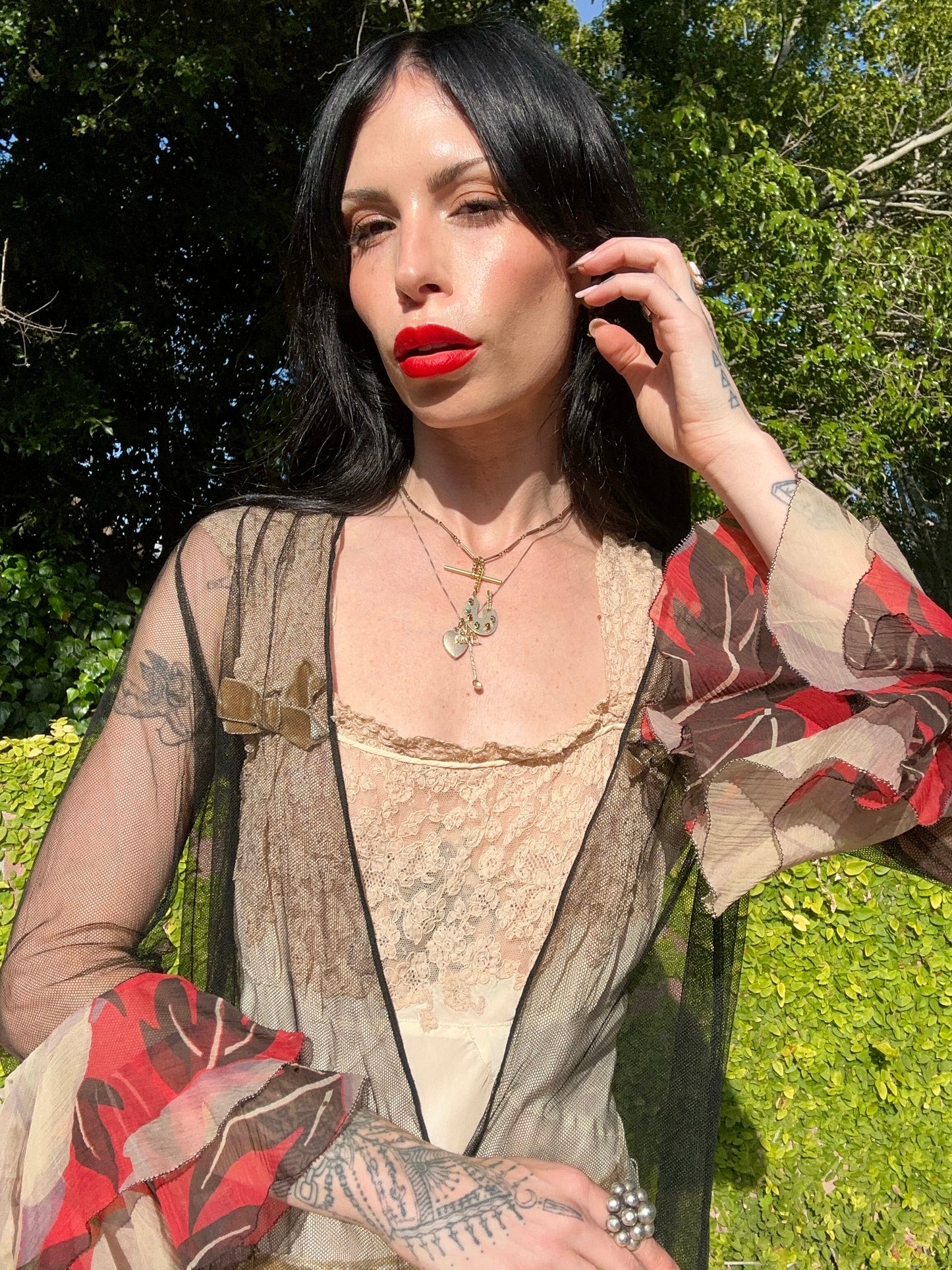 Rare Antique 1920's/1930's Silk Tulle Net and Silk Chiffon Print Jacket