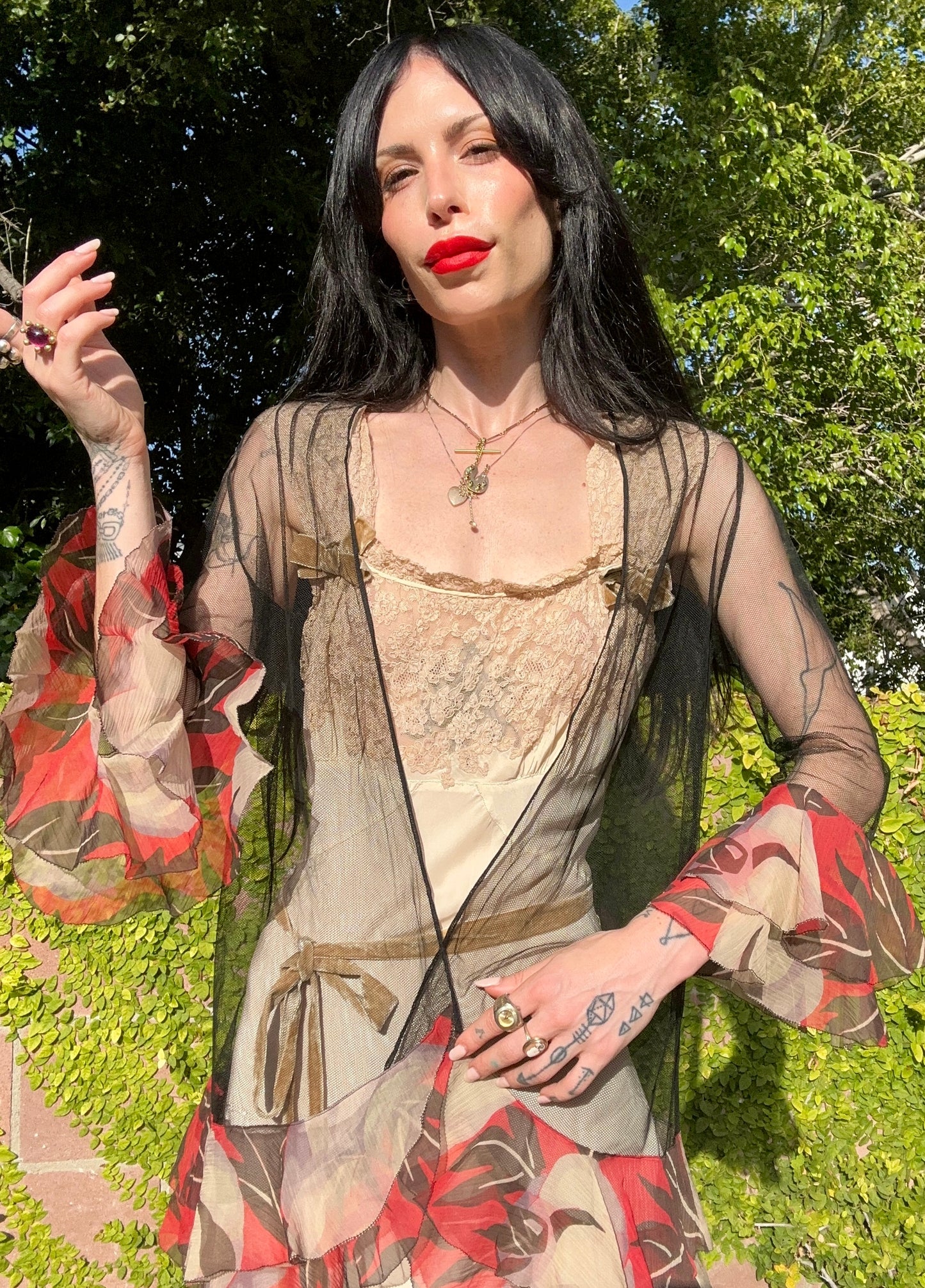 Rare Antique 1920's/1930's Silk Tulle Net and Silk Chiffon Print Jacket