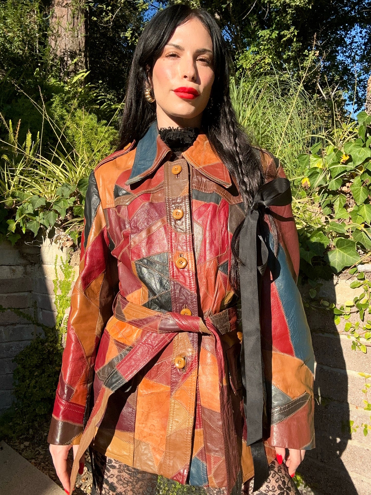 Stunning Genuine Leather Vintage 1970's Patchwork Belted Jacket/Coat