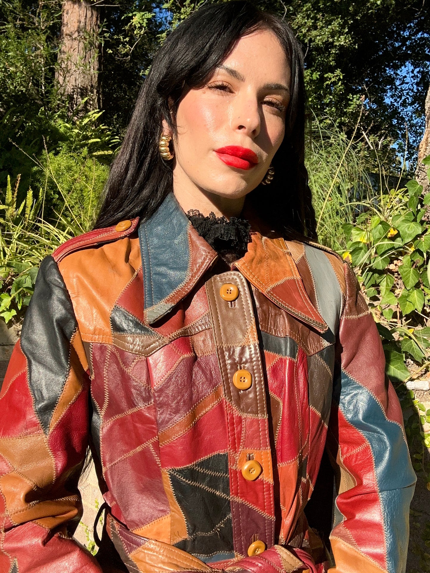 Stunning Genuine Leather Vintage 1970's Patchwork Belted Jacket/Coat