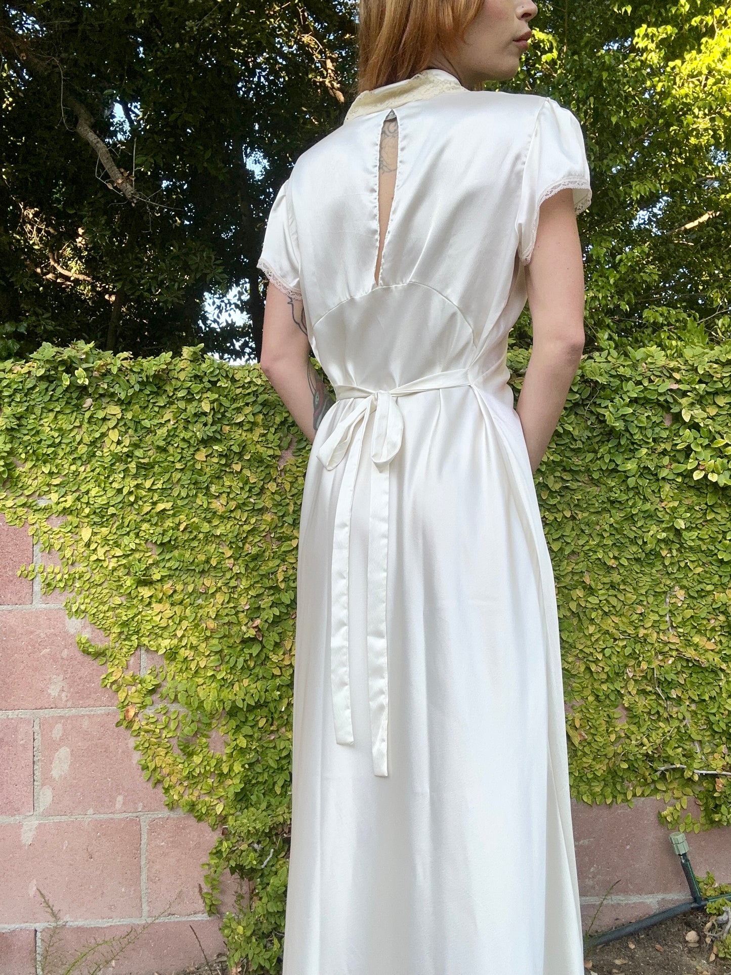 Vintage 1970's Christian Dior Bridal Slip Dress with Lace Inserts XS-L