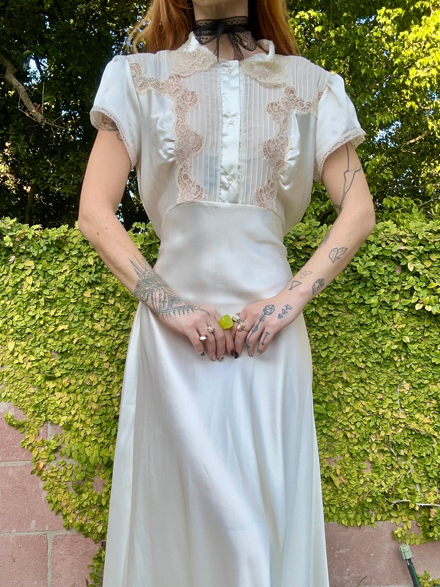 Vintage 1970's Christian Dior Bridal Slip Dress with Lace Inserts XS-L