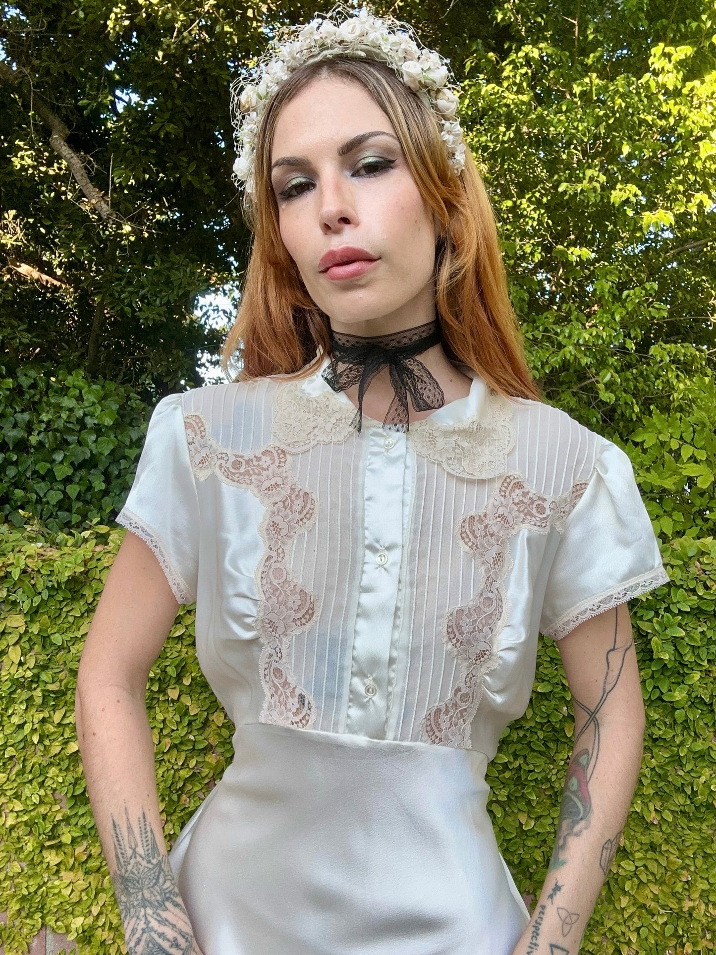 Vintage 1970's Christian Dior Bridal Slip Dress with Lace Inserts XS-L