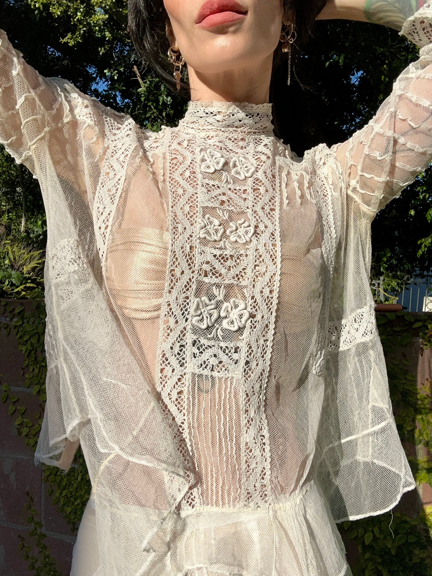 1910's Antique Edwardian Silk Net Lace Blouse