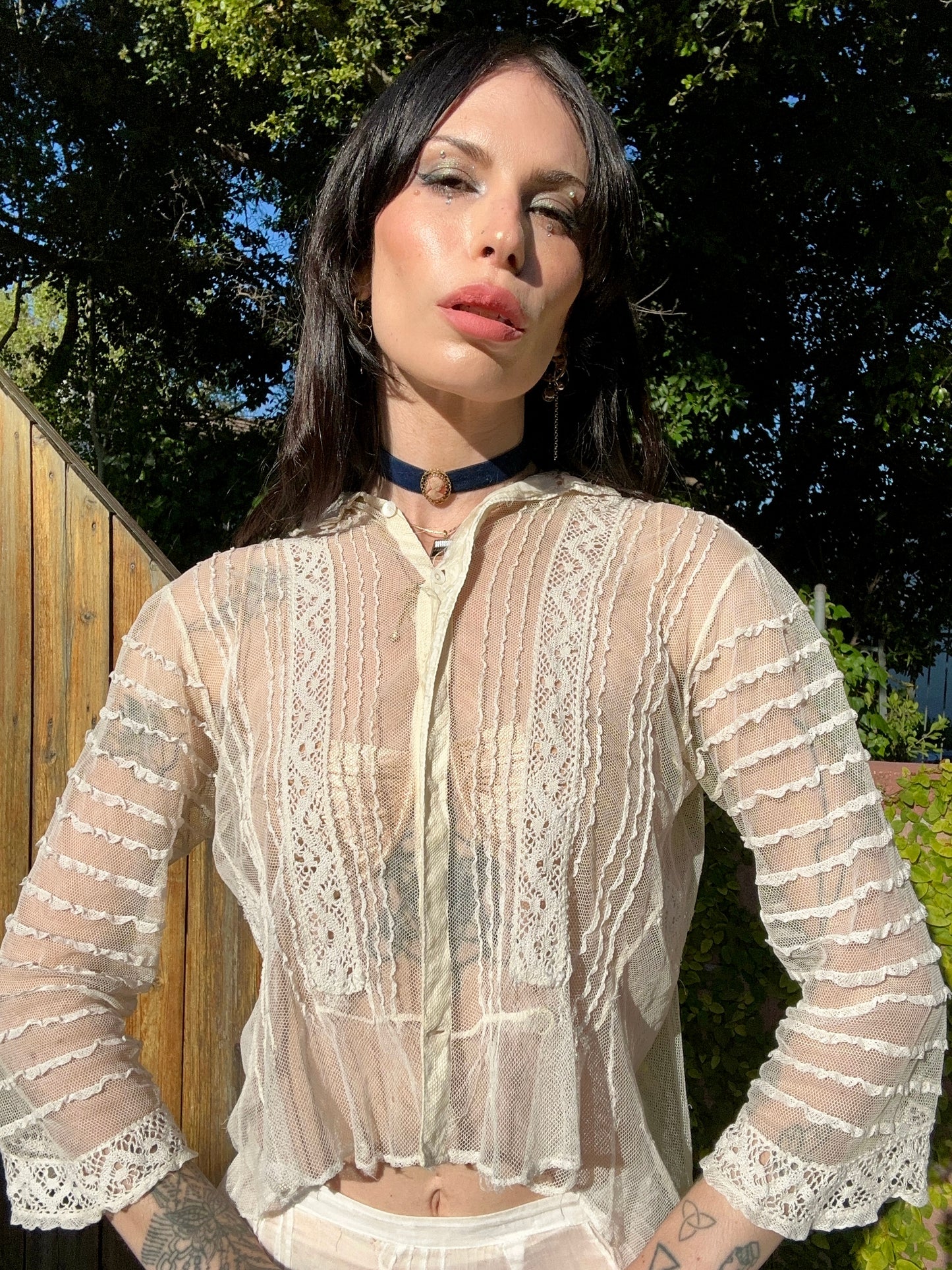 1910's Antique Edwardian Silk Net Lace Blouse