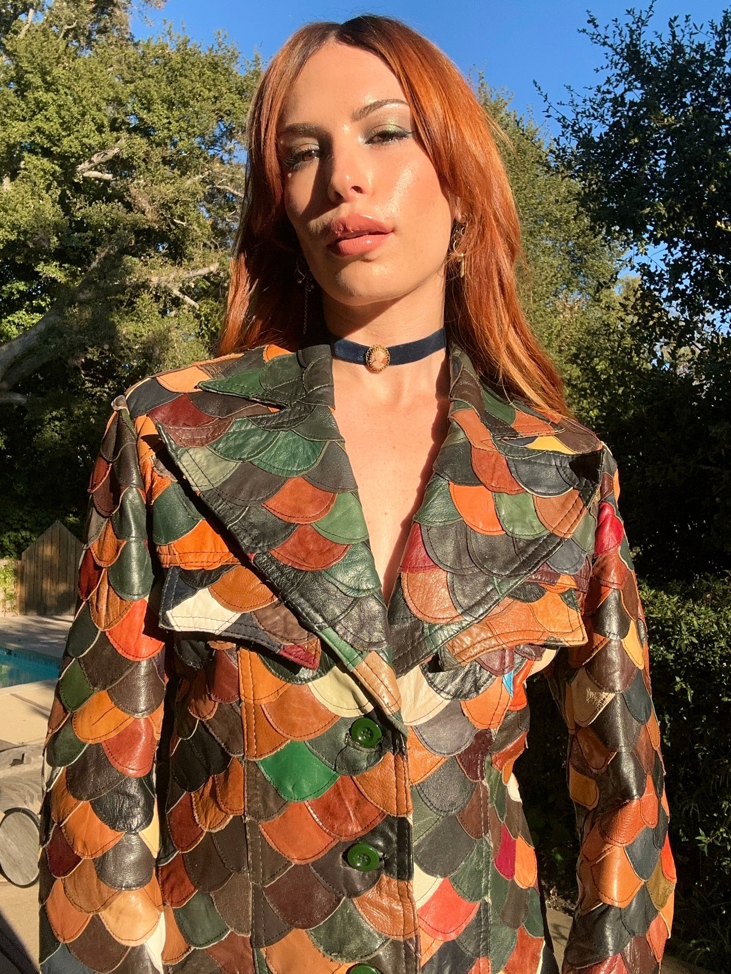 Vintage 1970's Patchwork Leather Fish Scale Jacket By Montgomery Ward