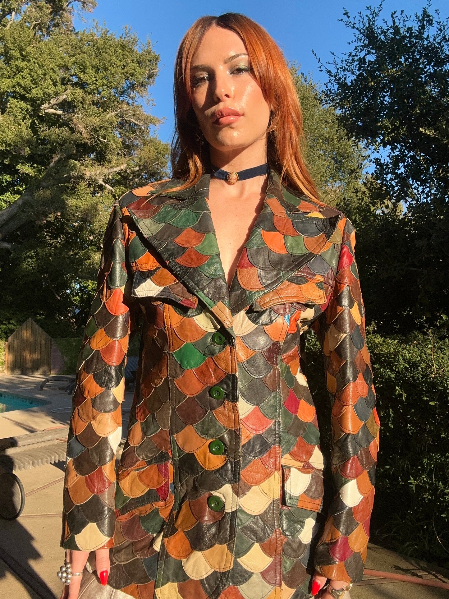 Vintage 1970's Patchwork Leather Fish Scale Jacket By Montgomery Ward