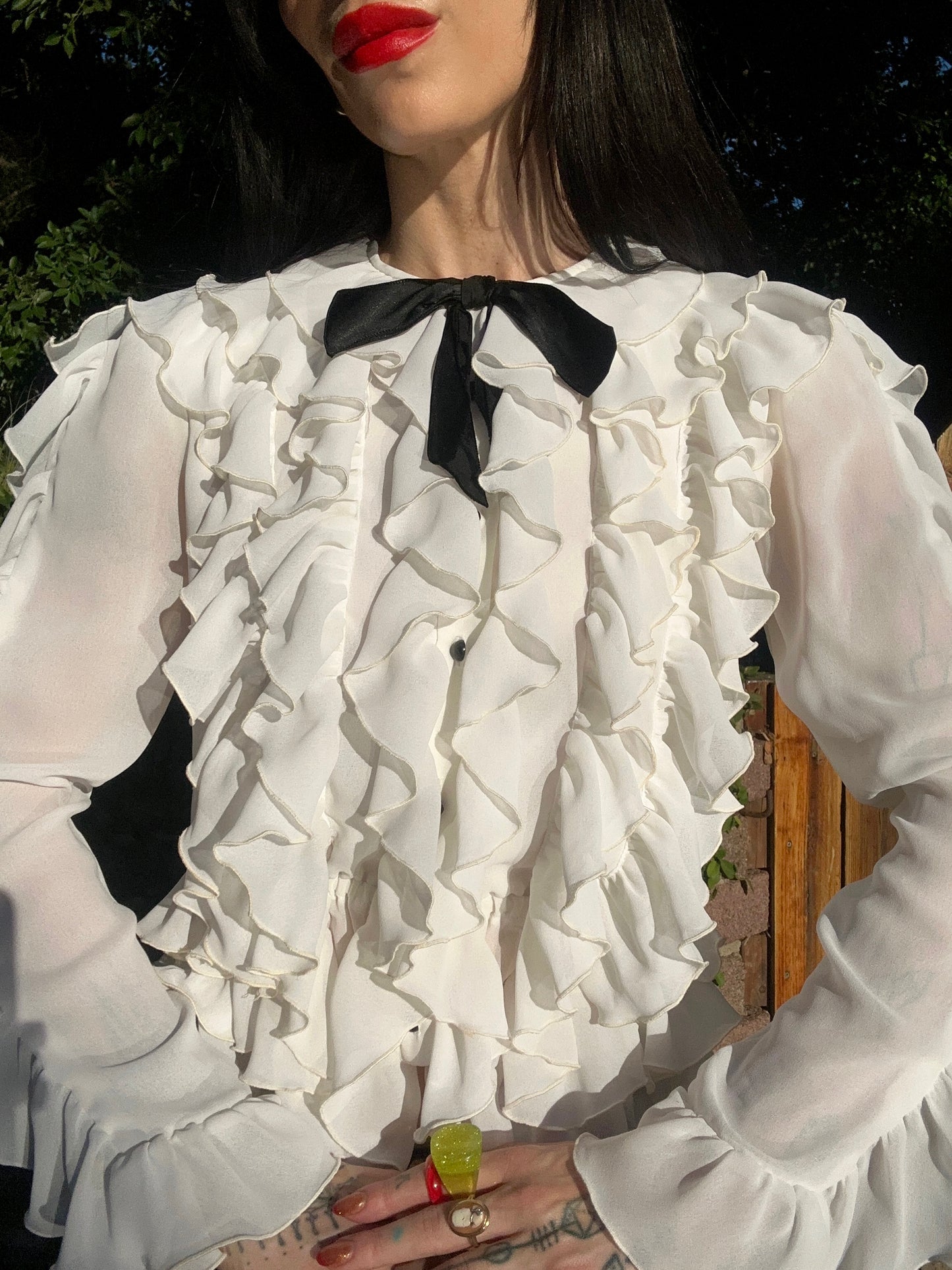 Vintage 1940's Silk Rayon Bone White Jellyfish Button Up Blouse