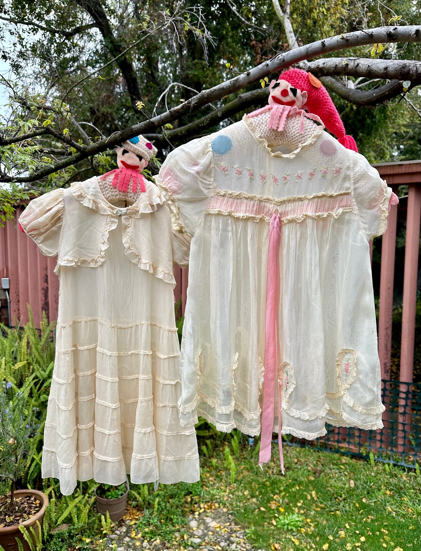 Ethereal Antique 1930's Silk Girls Dress in Cream
