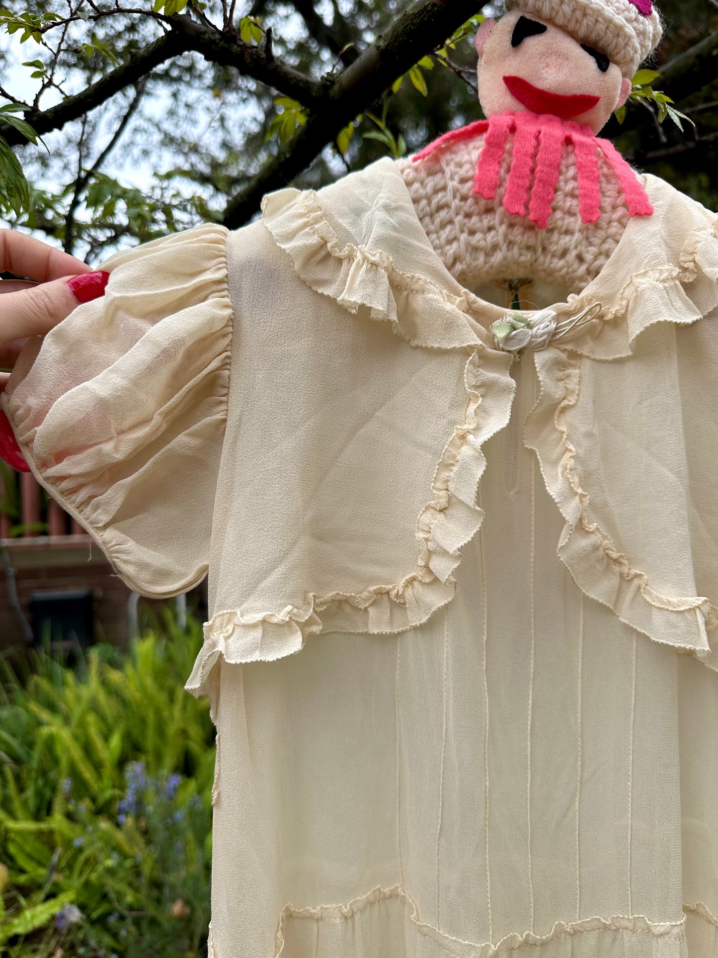 Ethereal Antique 1930's Silk Girls Dress in Cream