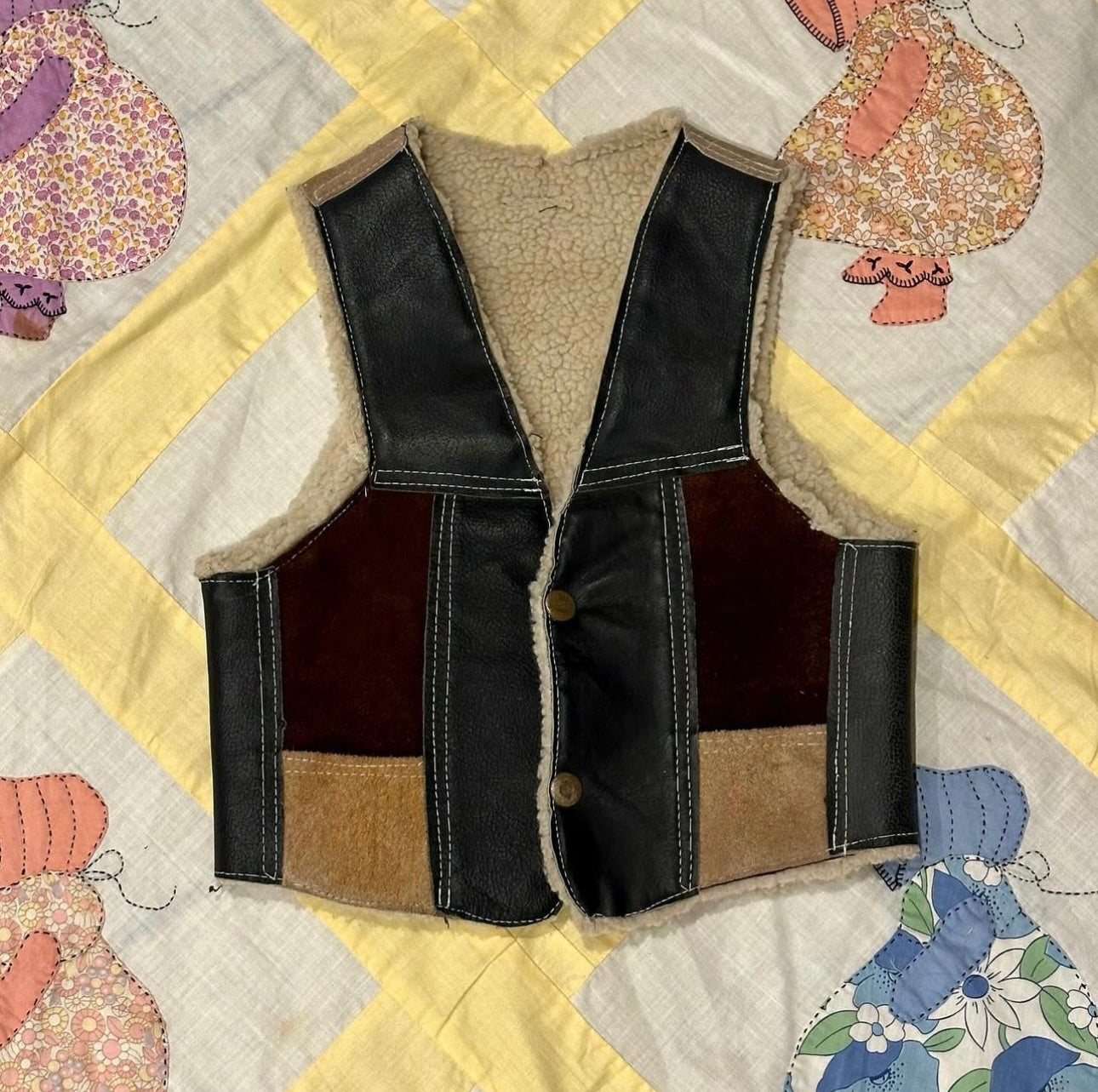 Special Bundle Listing for Eleanor - 1970's Victorian Style Dress / 1970's Prairie Dress in Red / 1970's Suede Patchwork Vest