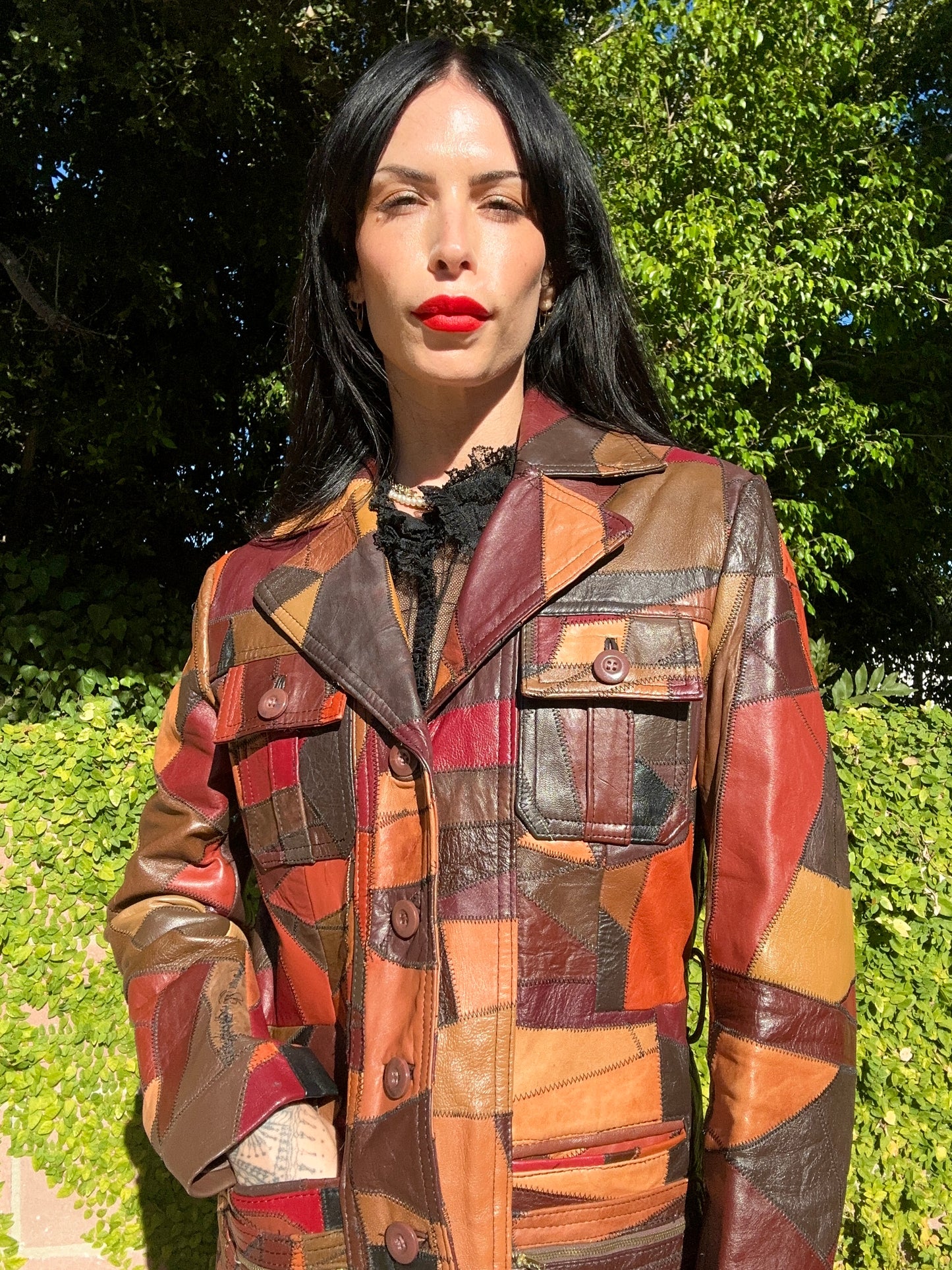 Insane Genuine Leather Patchwork Vintage 1970's Belted Jacket/Coat