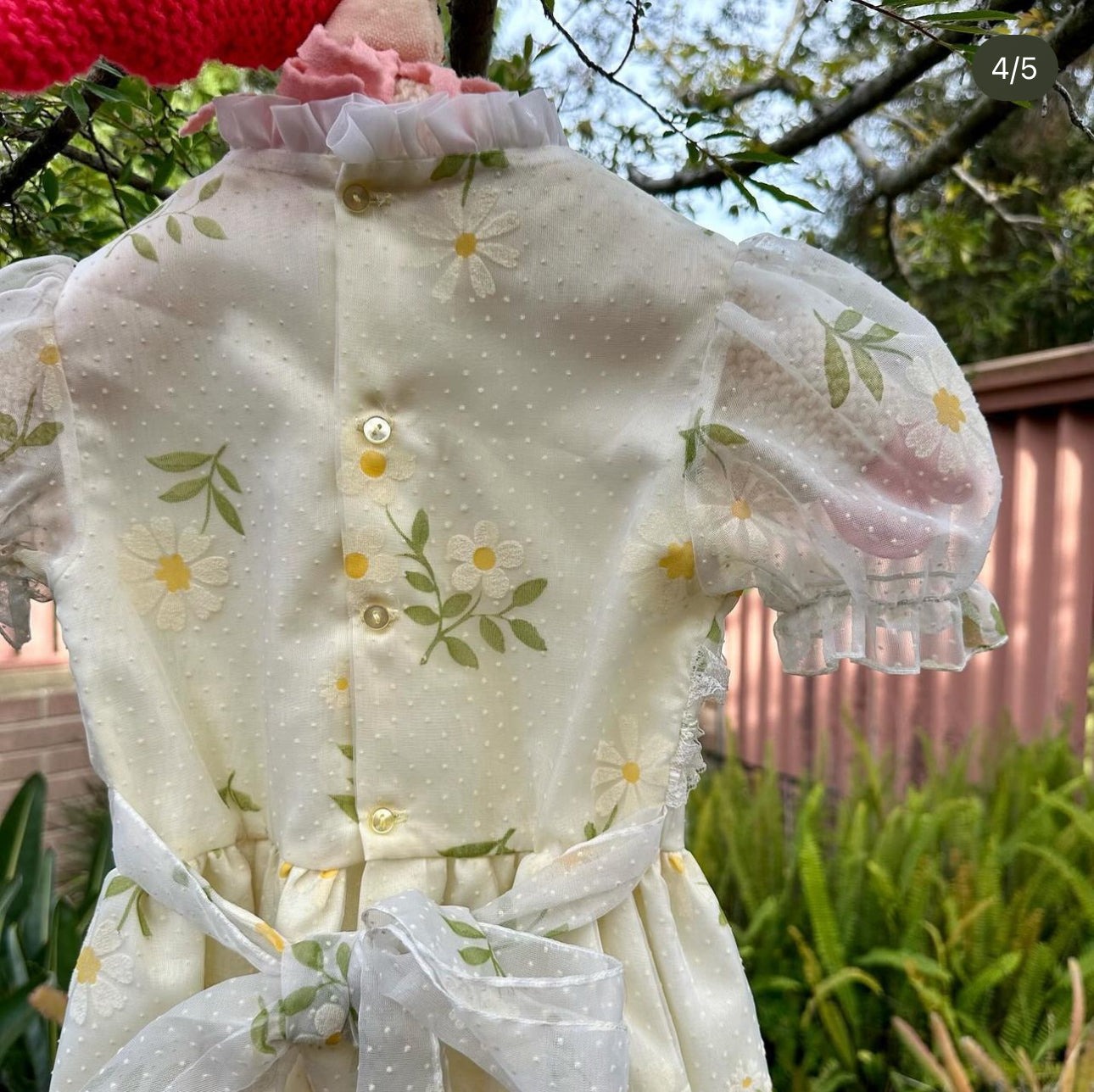 Vintage 1970's Montgomery Ward Swiss Dot Floral Chiffon Girls Dress