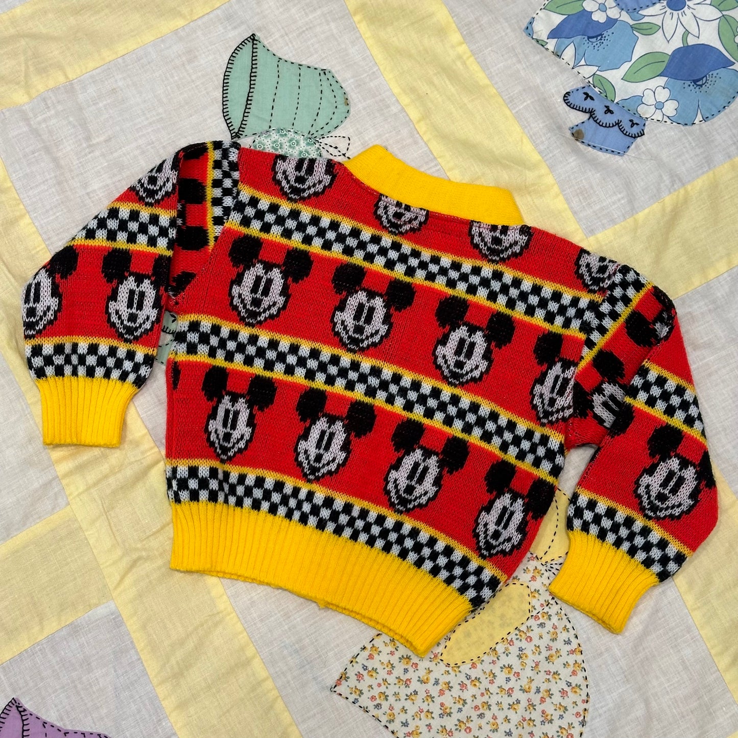 Rare Vintage 1970's Mickey Mouse Cardigan Walt Disney Toddler Size