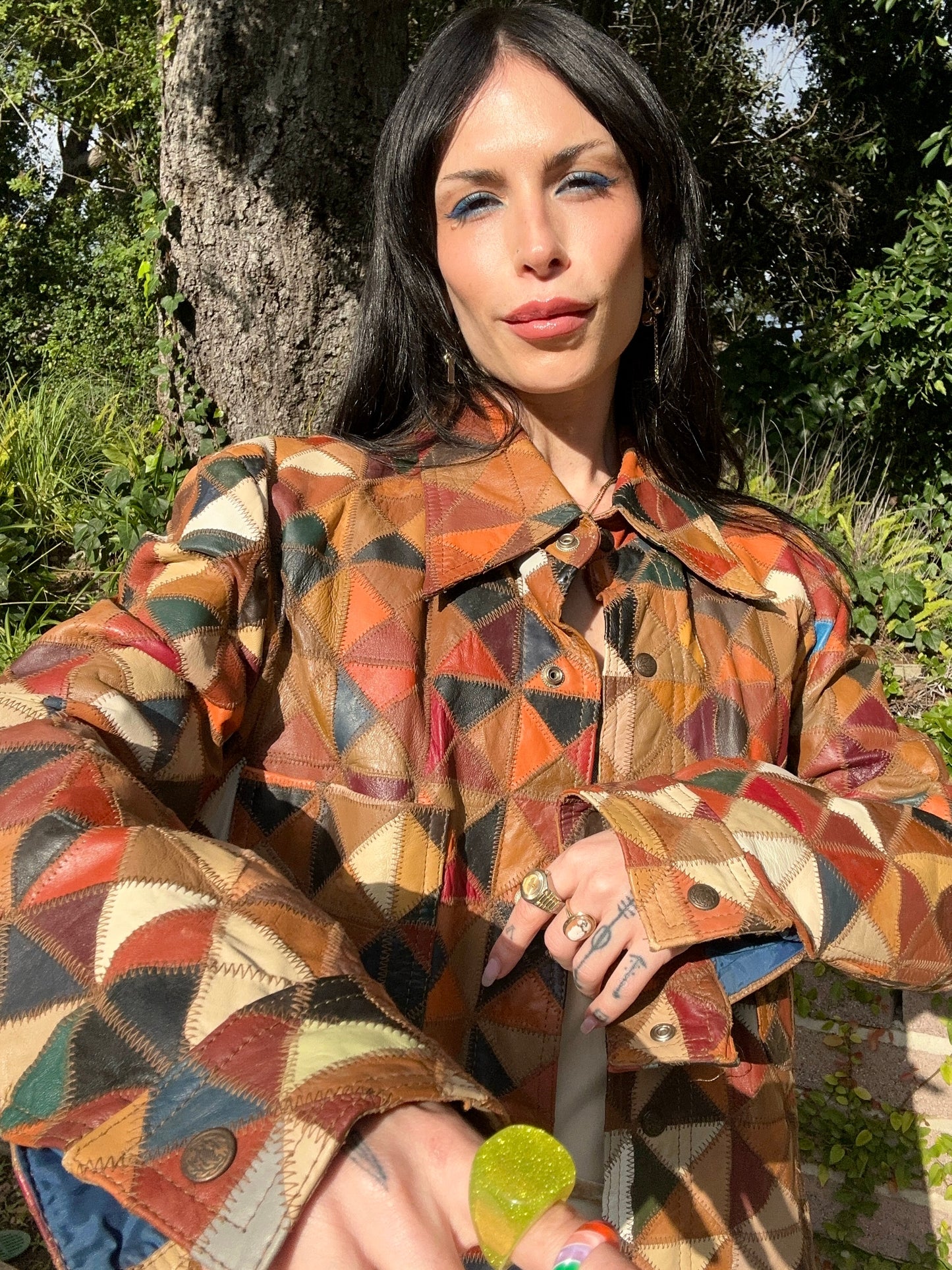 Rare Vintage 1970's Leather Quilted Patchwork Jacket - By: Field and Stream Gordon & Fergusun