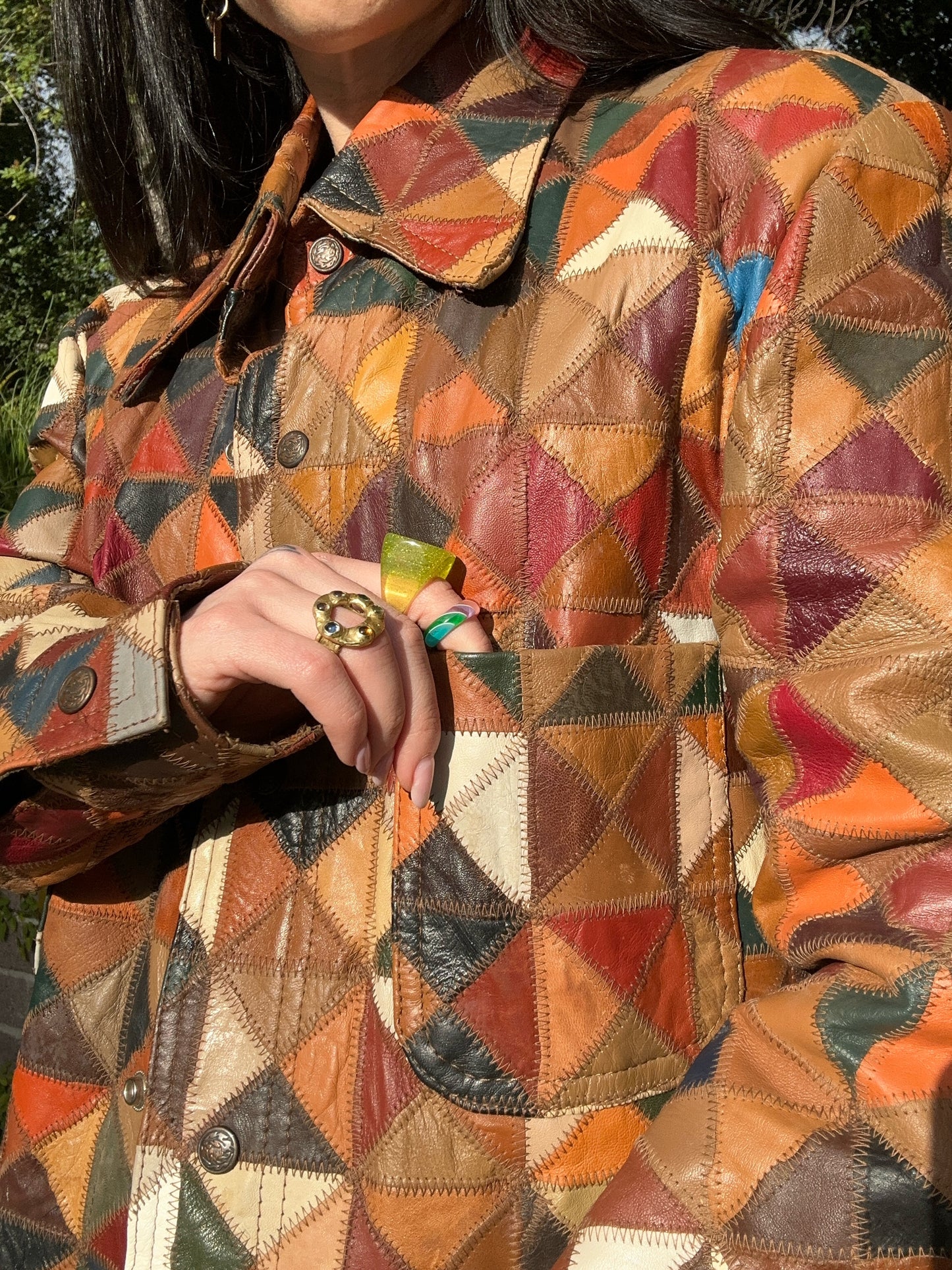 Rare Vintage 1970's Leather Quilted Patchwork Jacket - By: Field and Stream Gordon & Fergusun