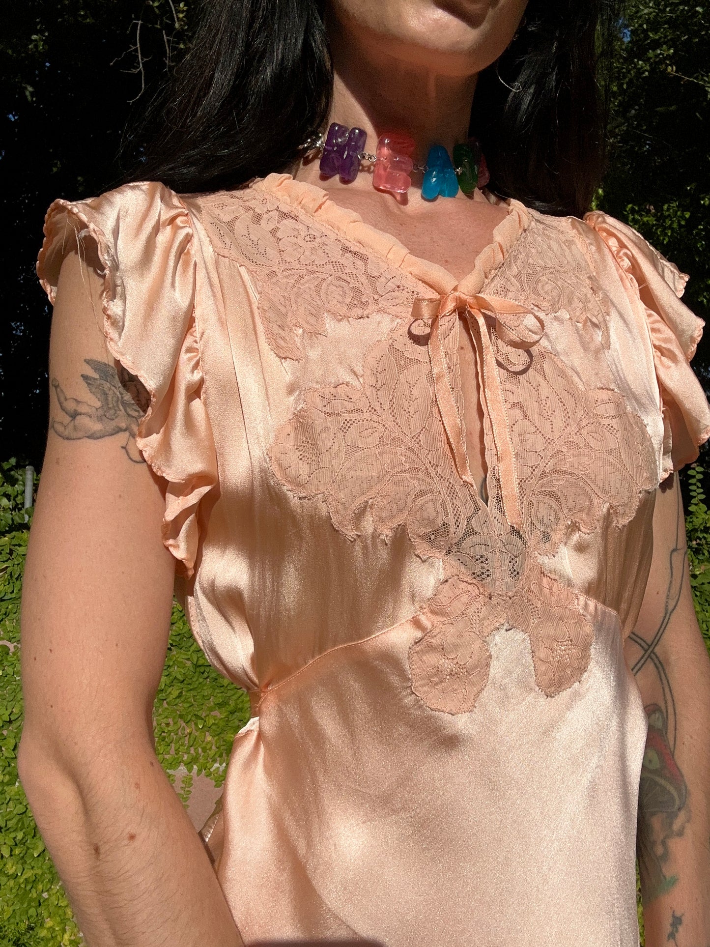 Gorgeous Antique 1930s/1940's Peachy Pink Silk Slip Dress - Bias Cut