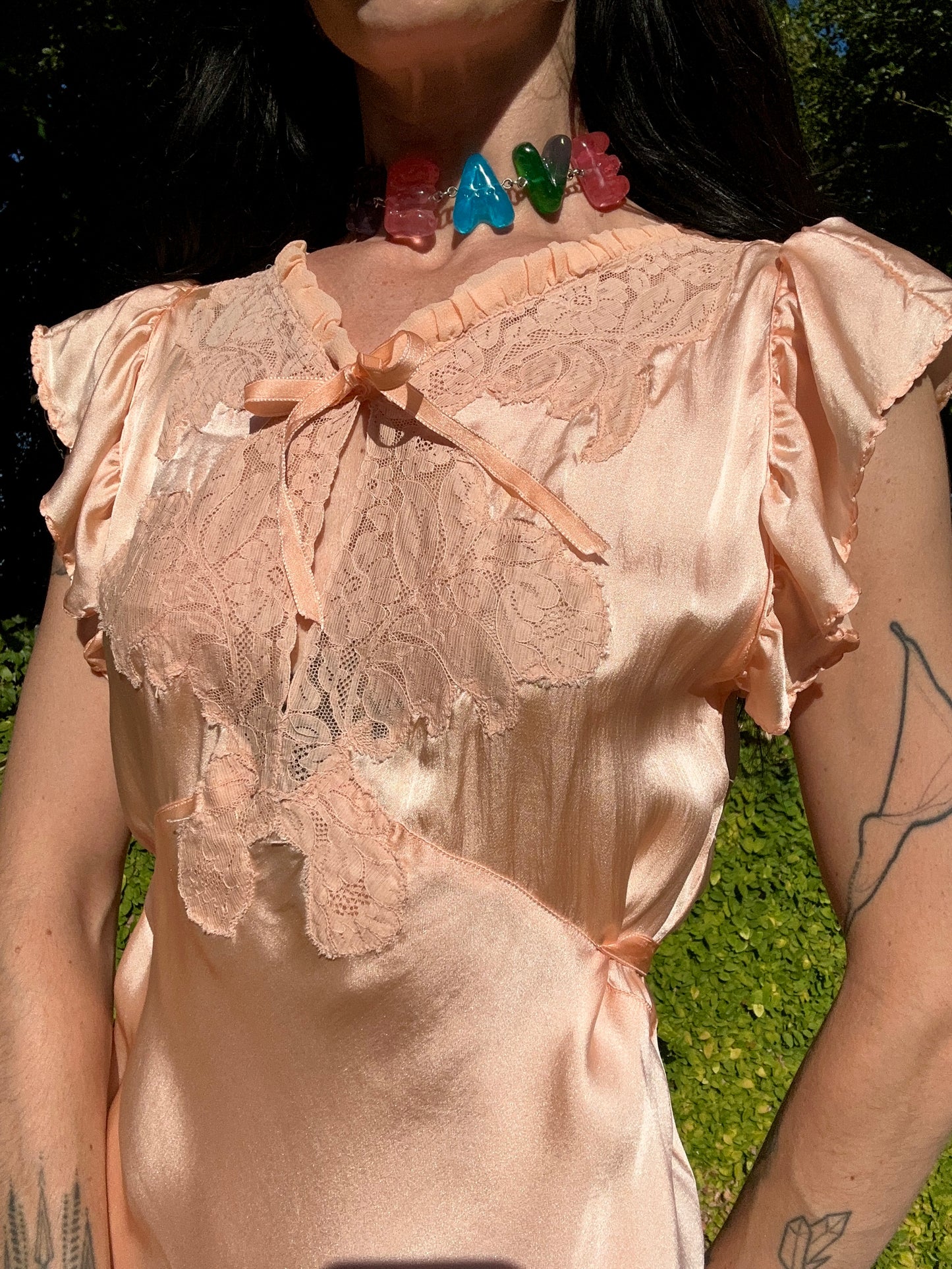 Gorgeous Antique 1930s/1940's Peachy Pink Silk Slip Dress - Bias Cut
