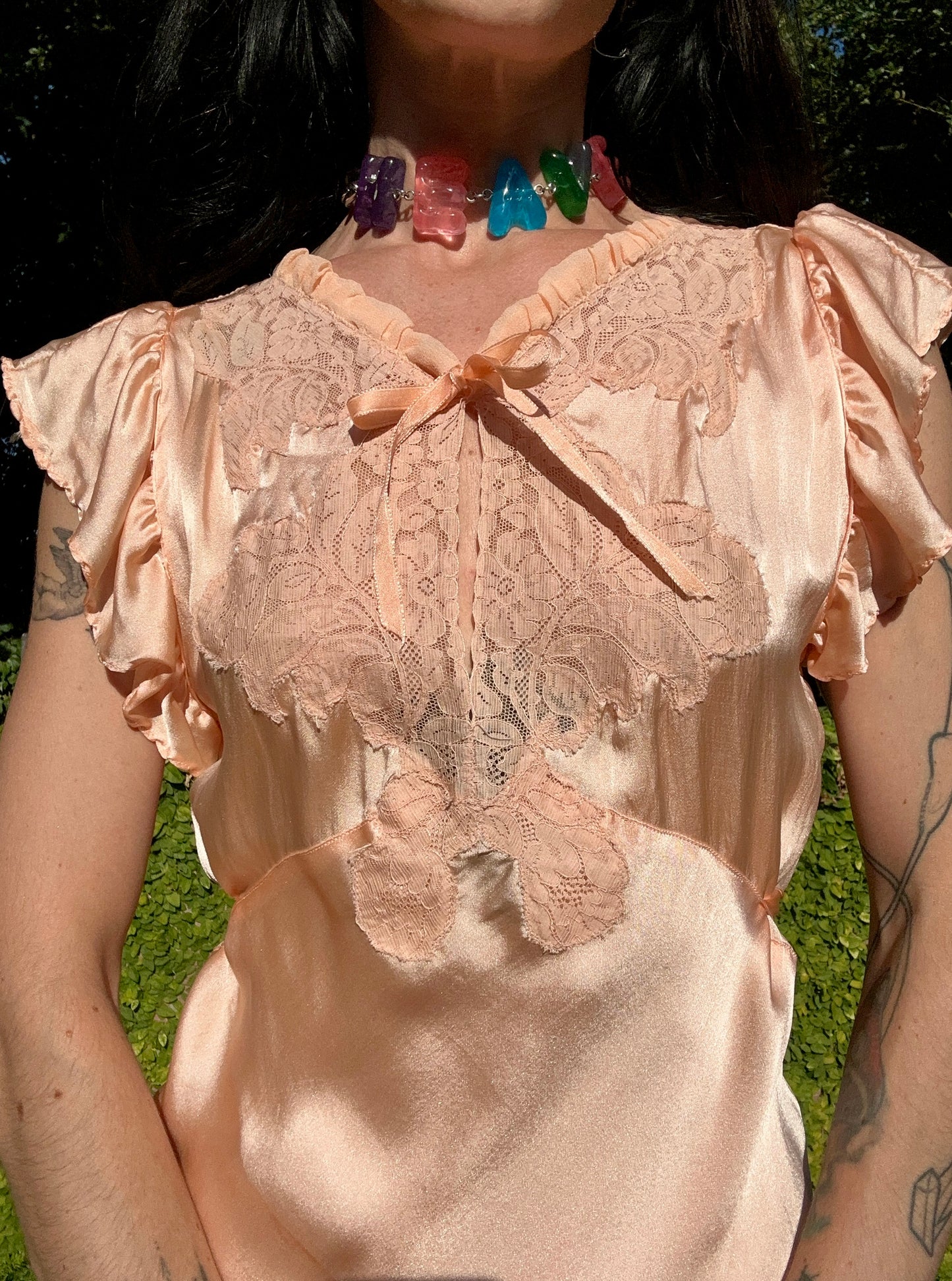 Gorgeous Antique 1930s/1940's Peachy Pink Silk Slip Dress - Bias Cut