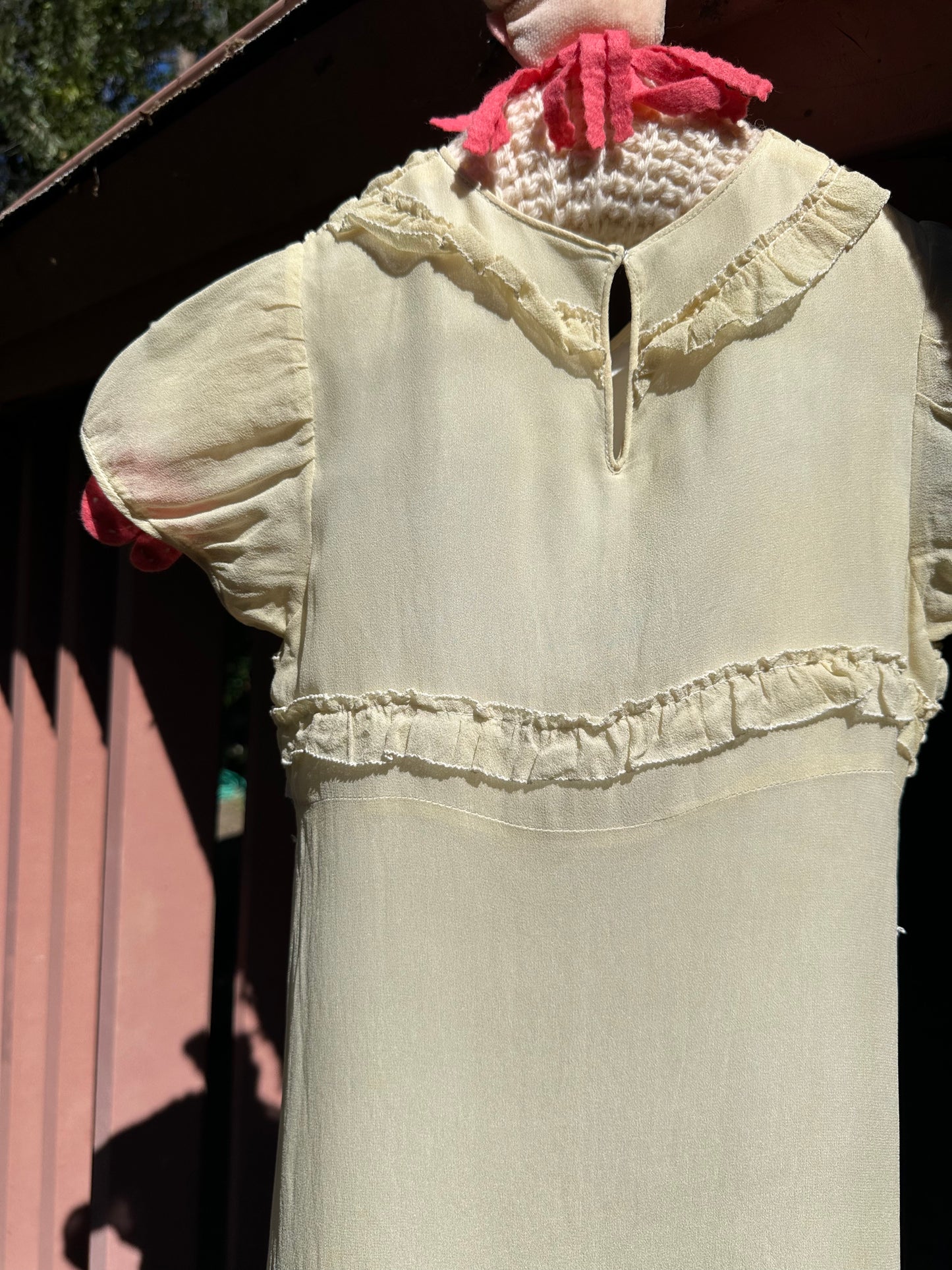 Angelic Antique 1930's Pure Silk Girls Dress in Cream Puff