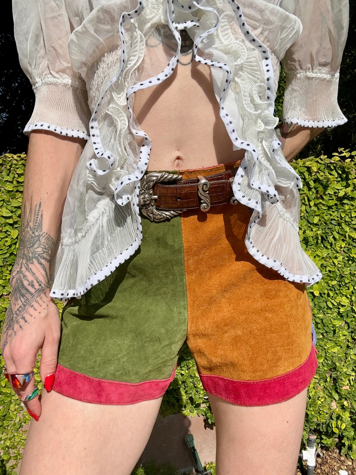 Rare Vintage 1970's Suede Leather Rainbow Shorts