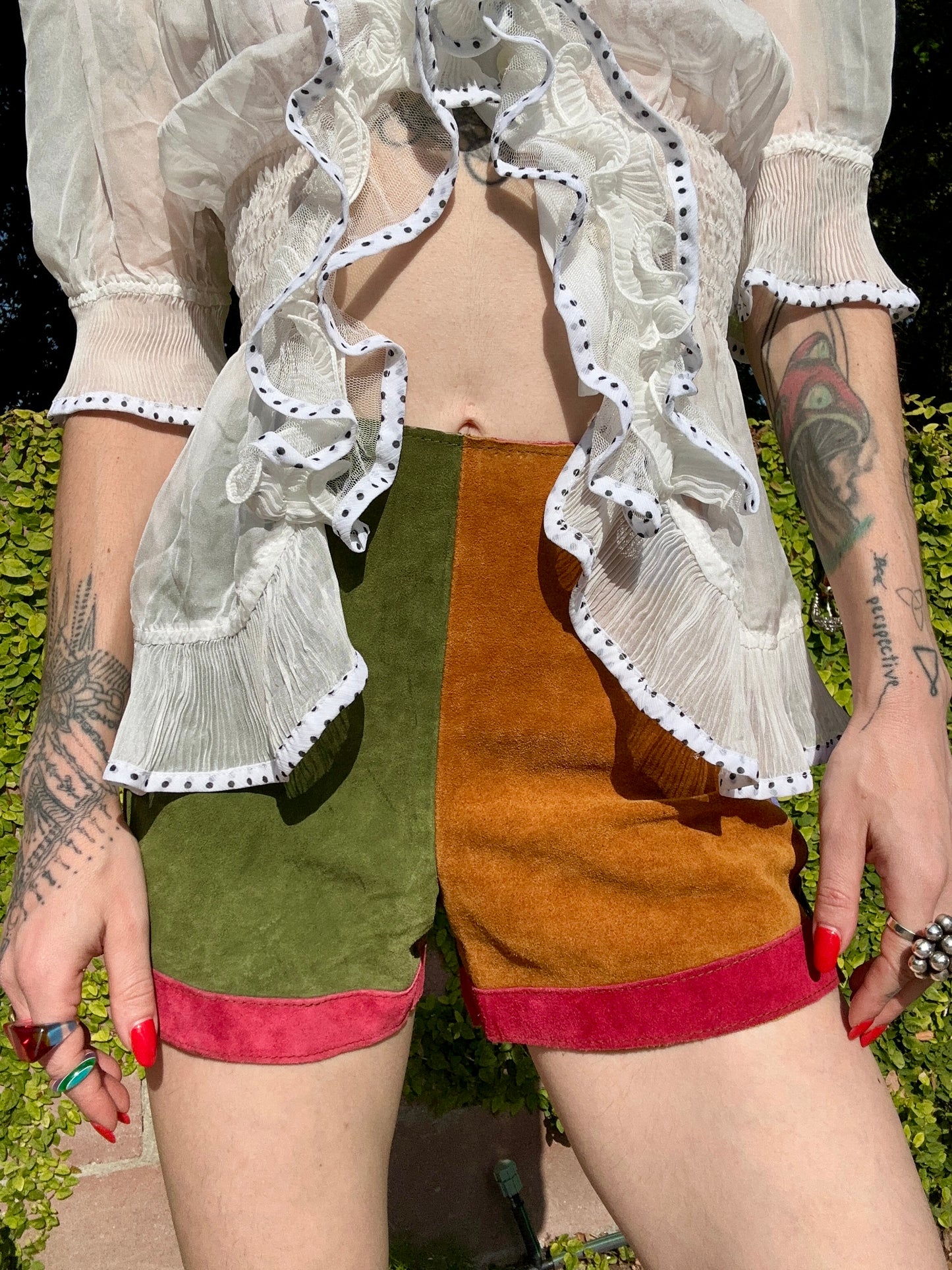 Rare Vintage 1970's Suede Leather Rainbow Shorts