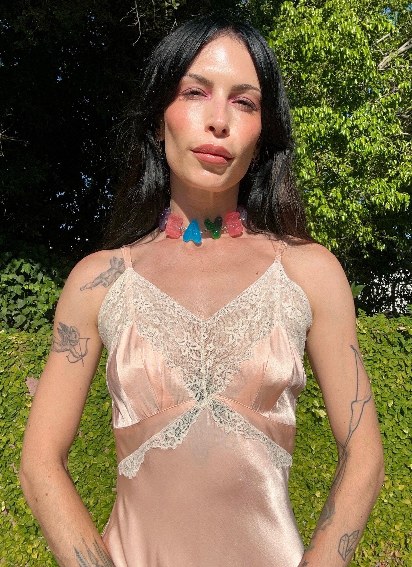 Heavenly Antique 1940's Silk Slip Dress in Cherry Blossom Pink