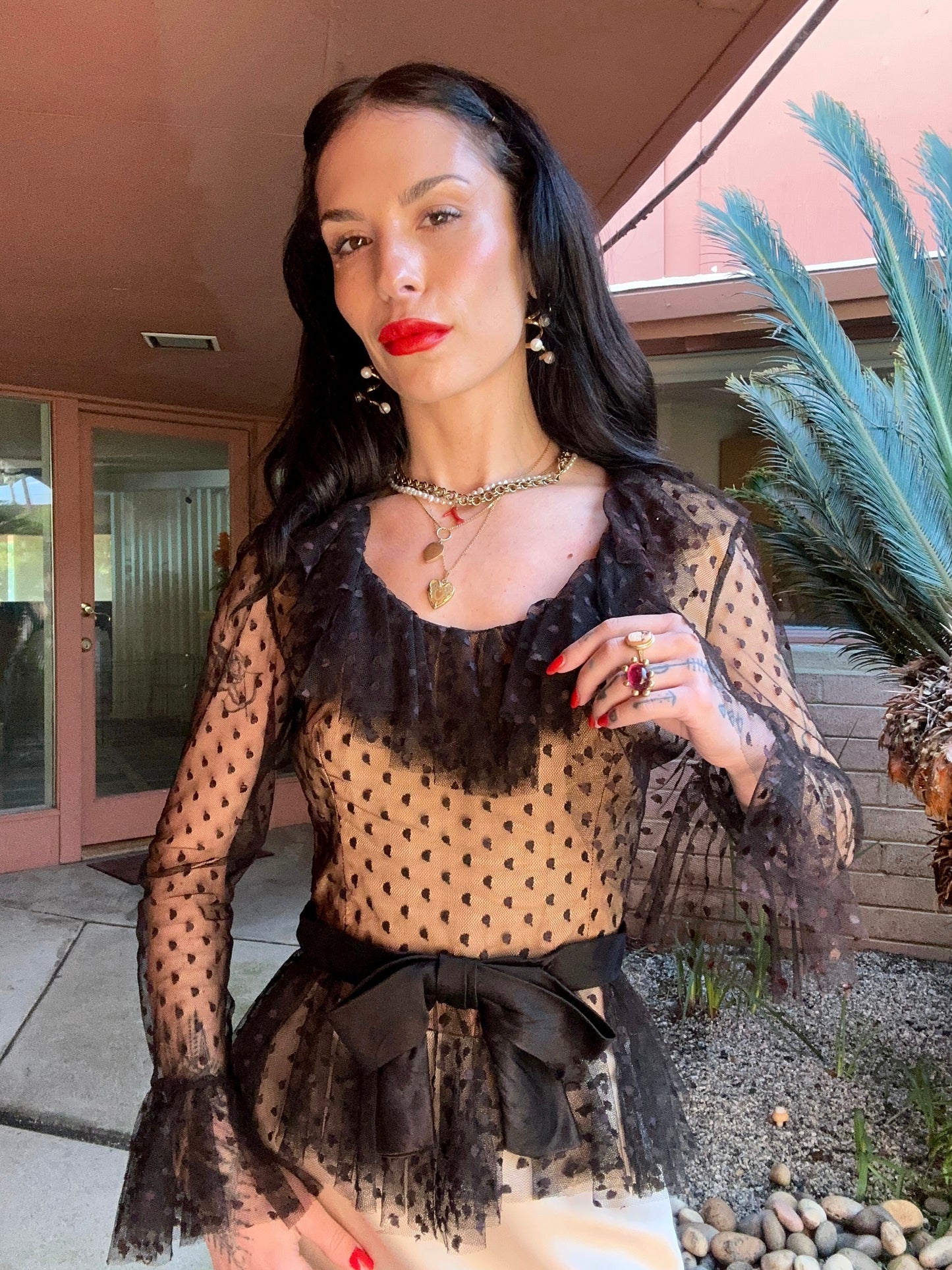 Vintage 1950's Black Lace Blouse By Huey Waltzer for Mannequin