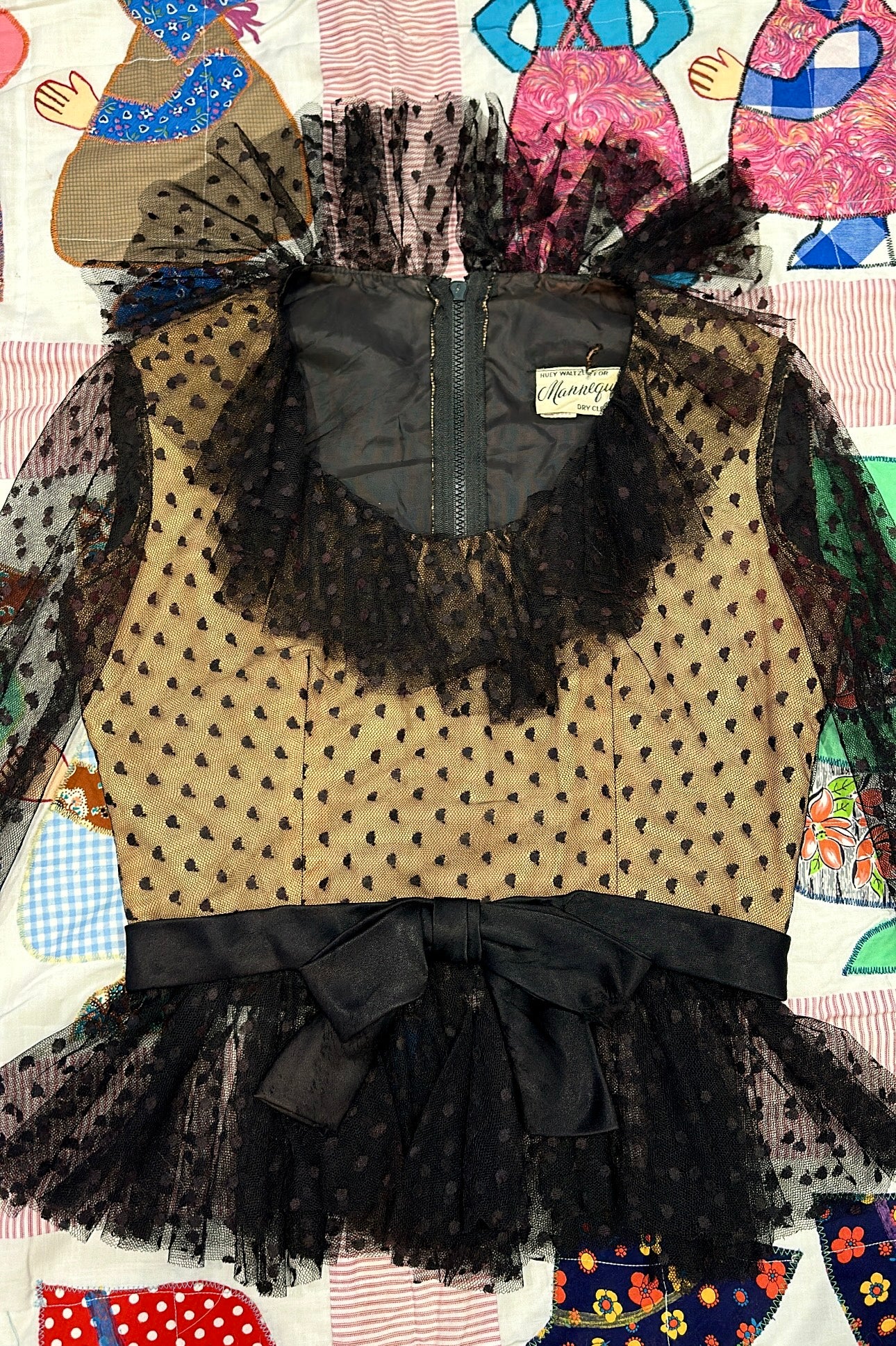 Vintage 1950's Black Lace Blouse By Huey Waltzer for Mannequin
