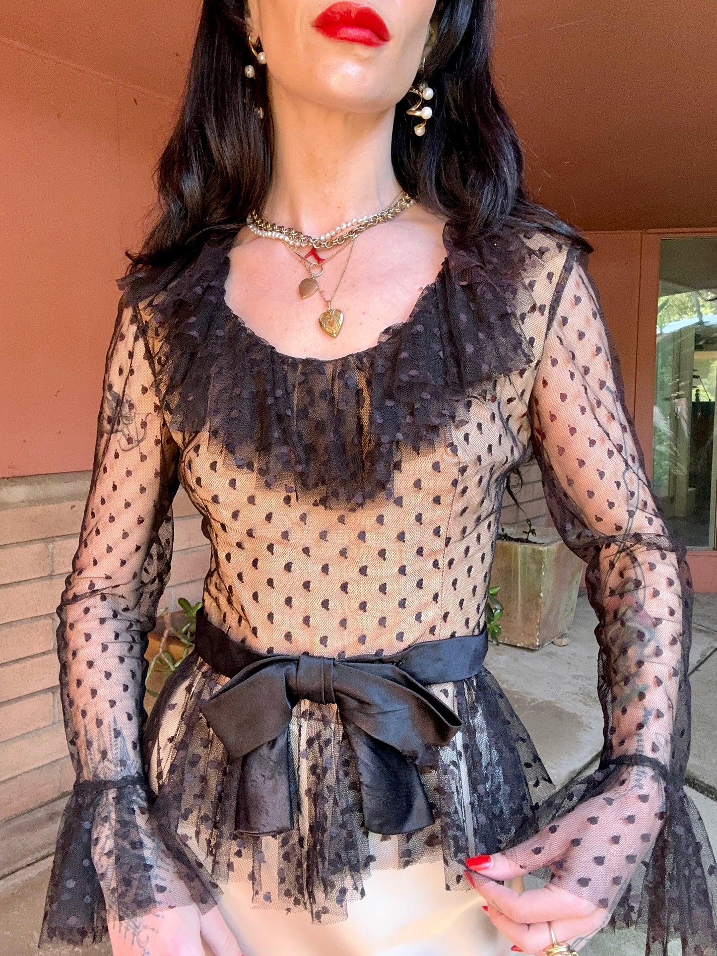 Vintage 1950's Black Lace Blouse By Huey Waltzer for Mannequin