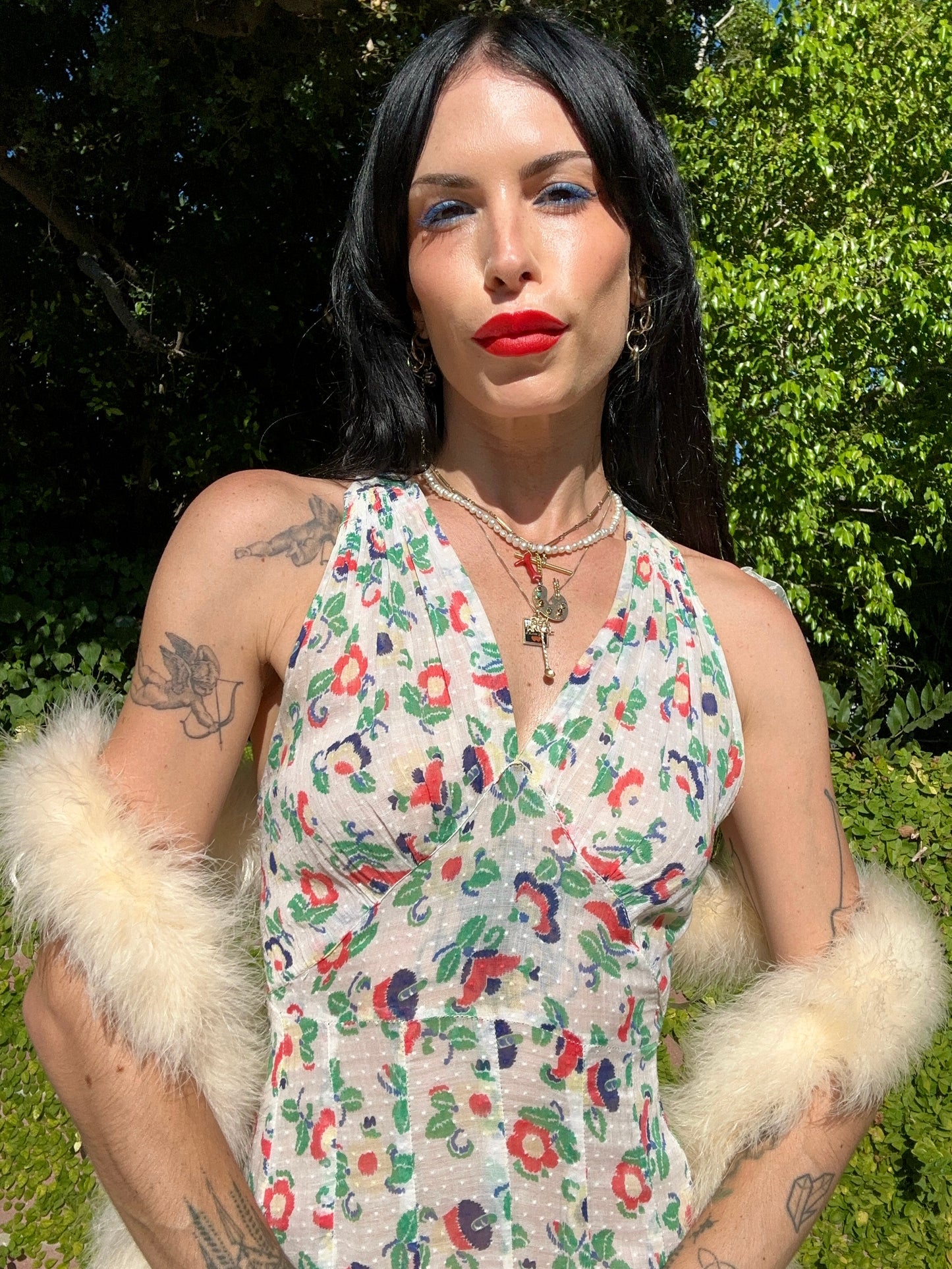 Rare Antique 1930's Swiss Dot Bias Cut Gown - Museum Quality