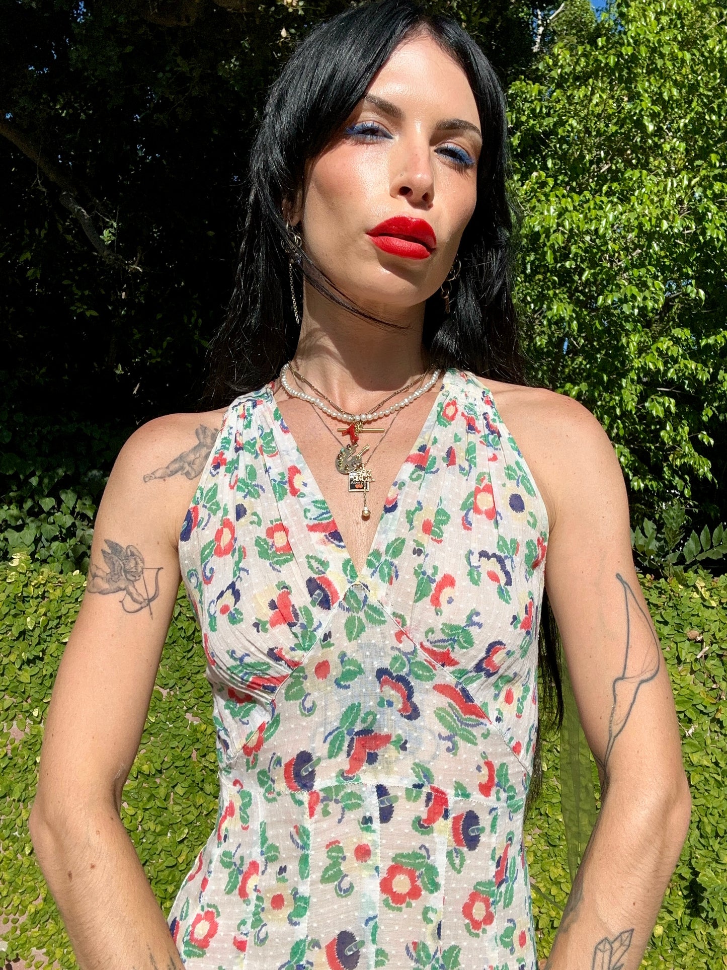 Rare Antique 1930's Swiss Dot Bias Cut Gown - Museum Quality