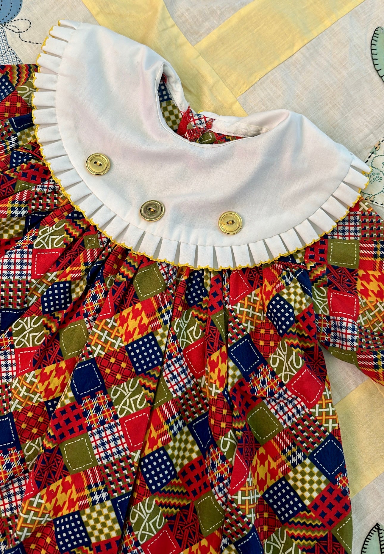Vintage 1970's Cotton Patchwork Cottage Girls Toddler Dress