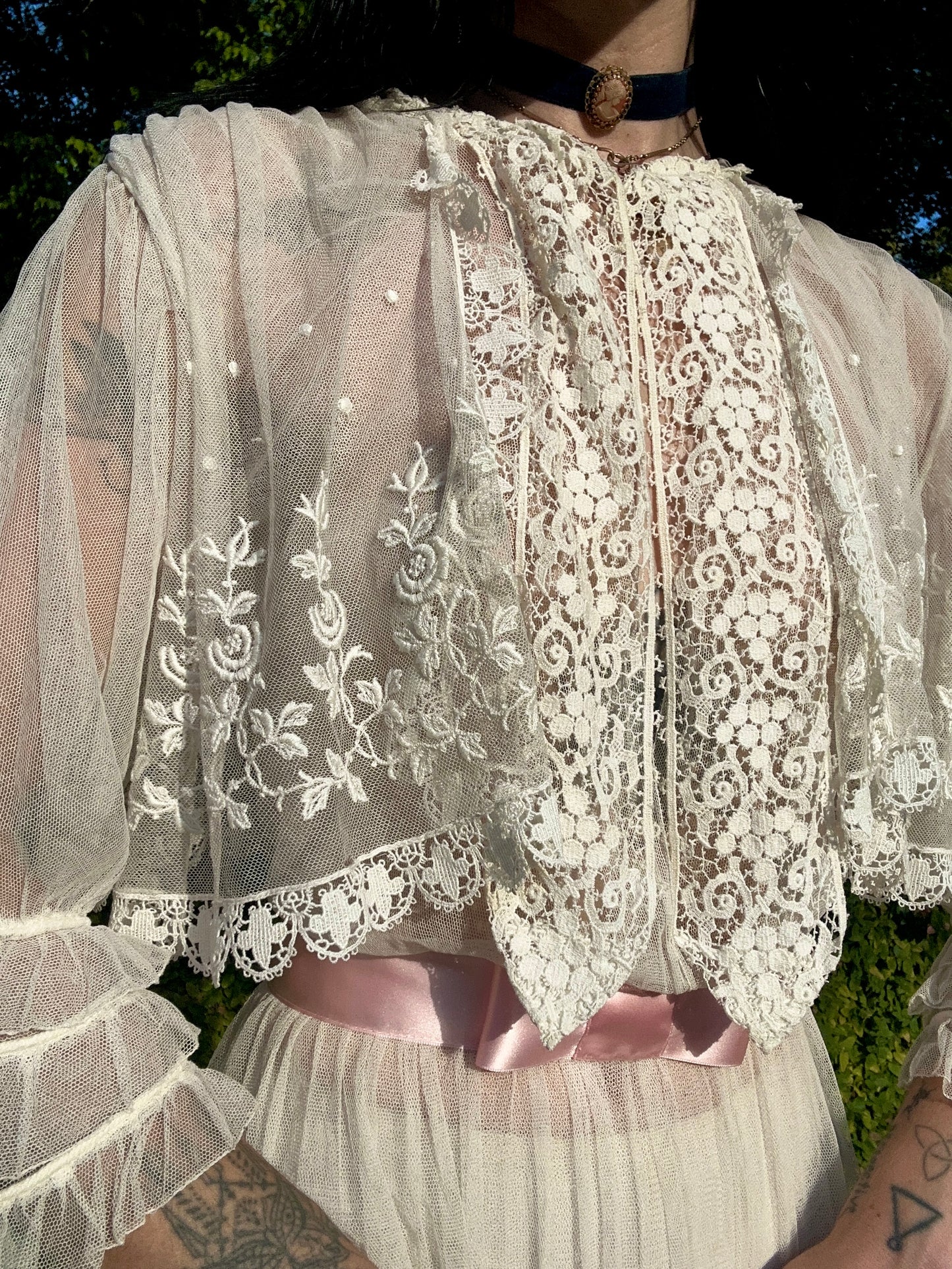 Rare Antique 1914 Edwardian Schiffili Silk Net Bridal Gown/Wedding Dress - Museum Quality