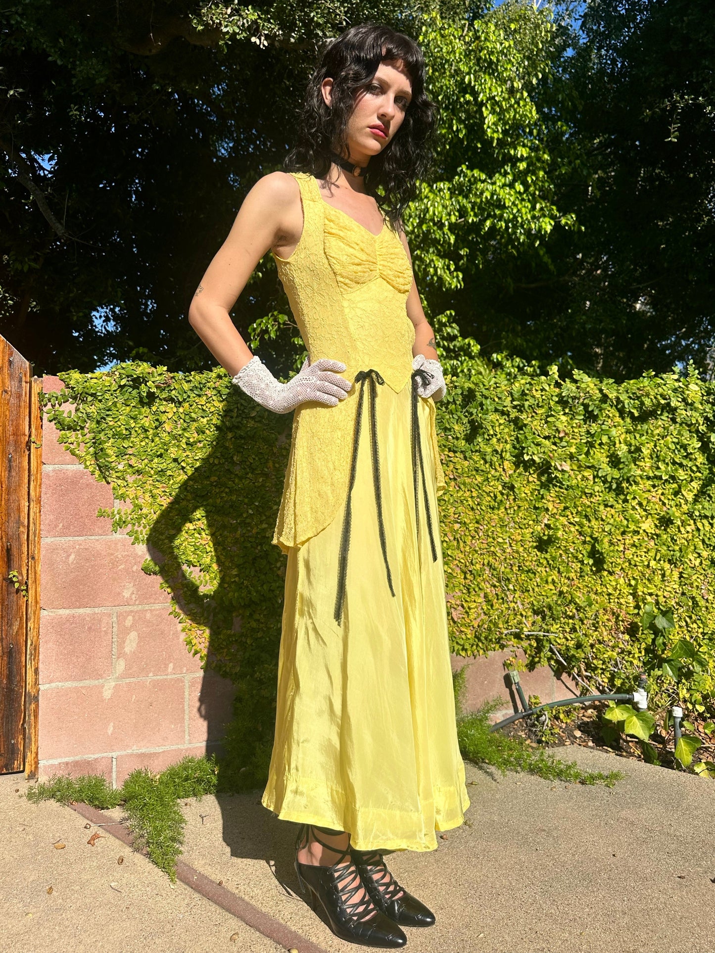 Vintage 1940’s Taffeta and Lace Day Dress Set with a 1960’s Vicky Vaughn  Crop Top/Jacket