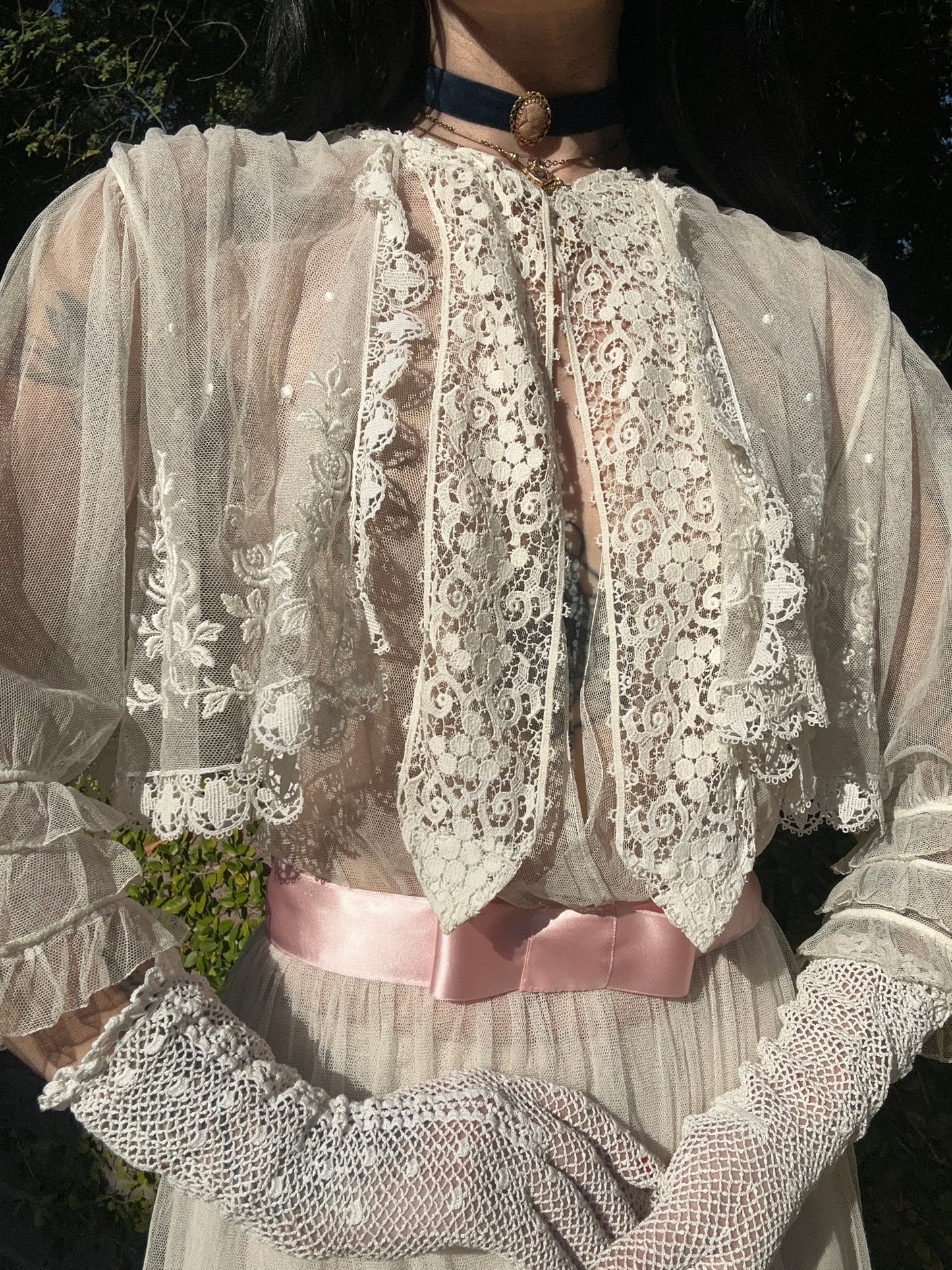 Rare Antique 1914 Edwardian Schiffili Silk Net Bridal Gown/Wedding Dress - Museum Quality