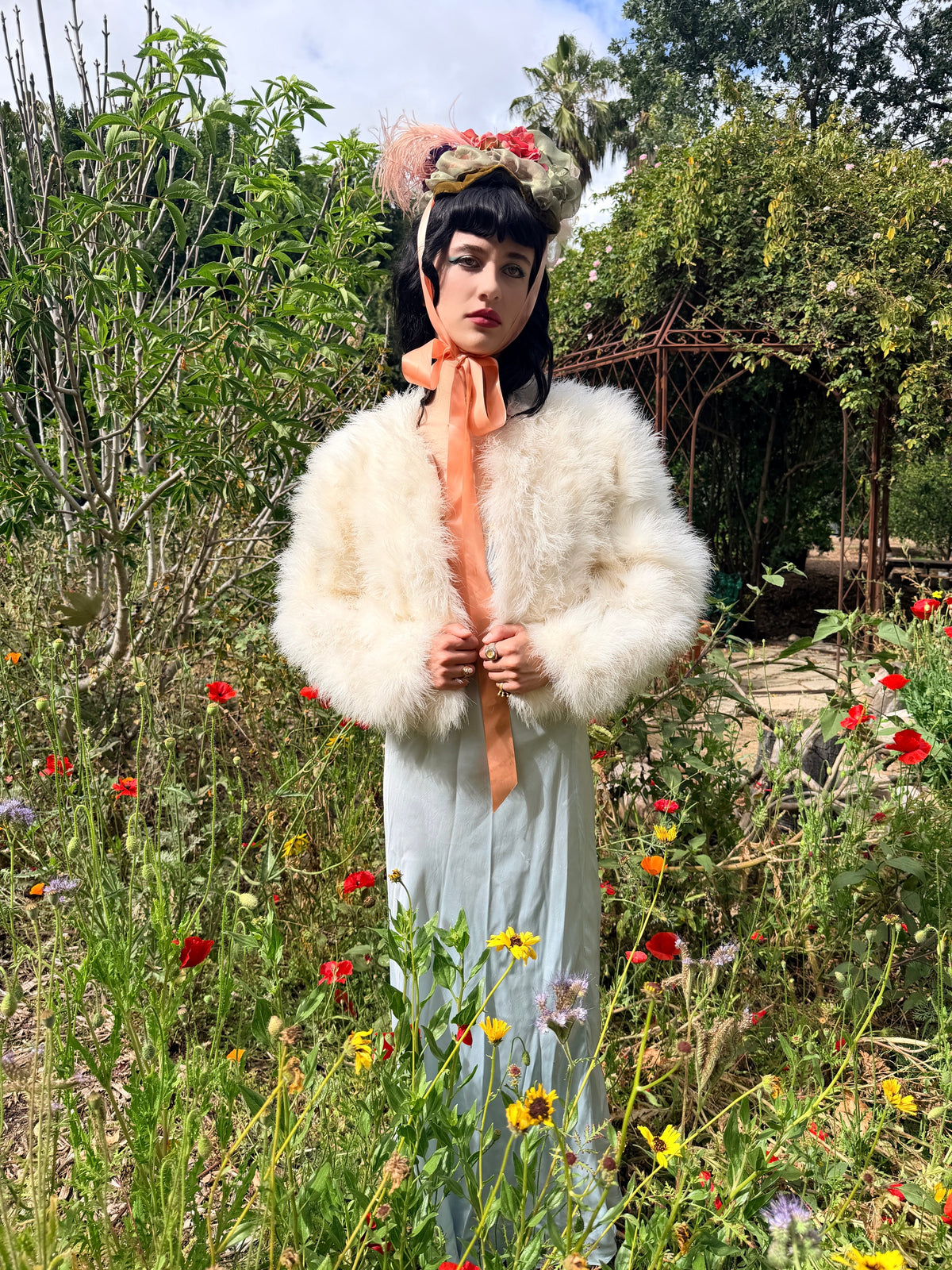 Heavenly Vintage 1970’s Marabou Feather Coat Jacket in Ivory