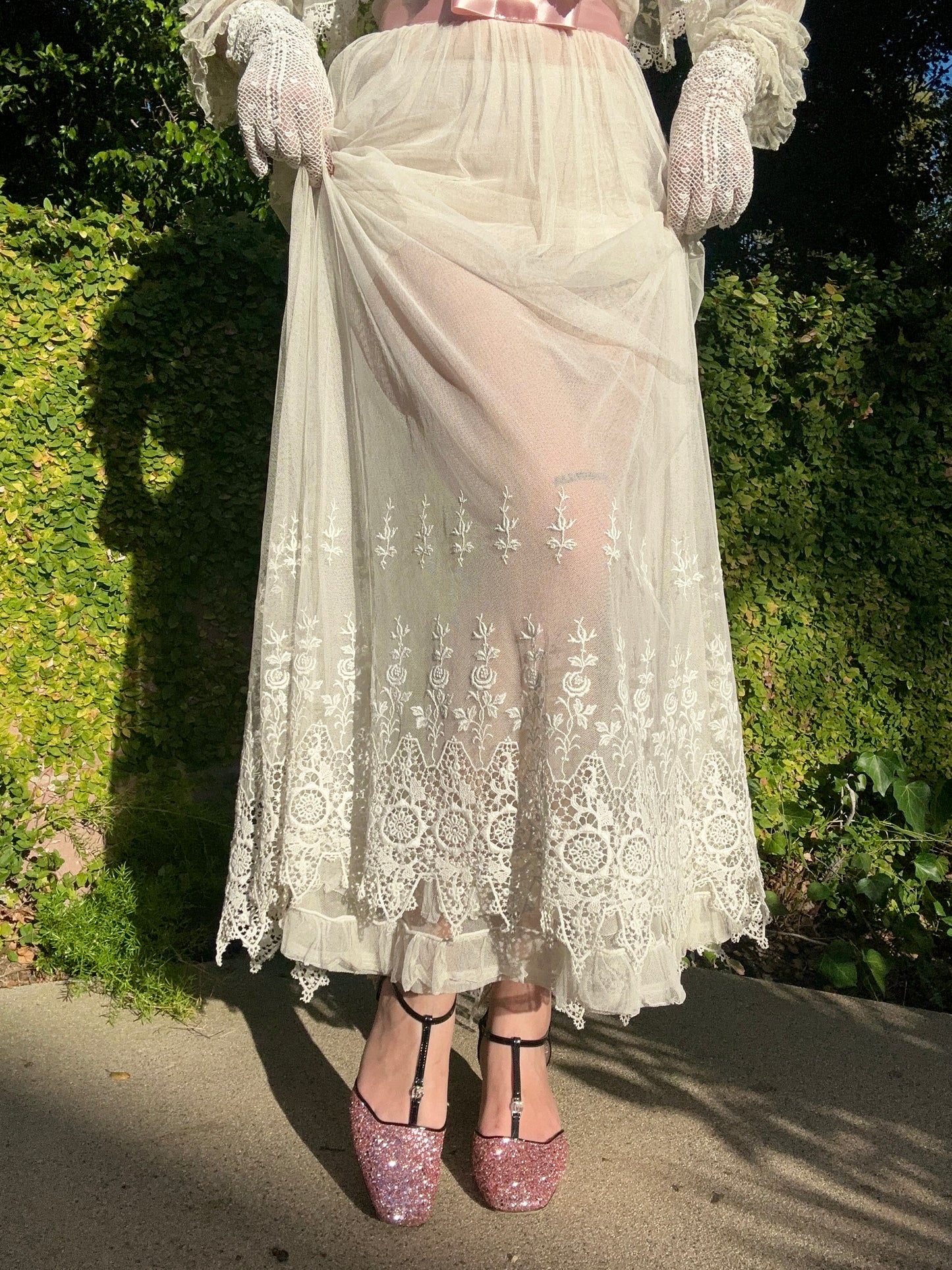 Rare Antique 1914 Edwardian Schiffili Silk Net Bridal Gown/Wedding Dress - Museum Quality