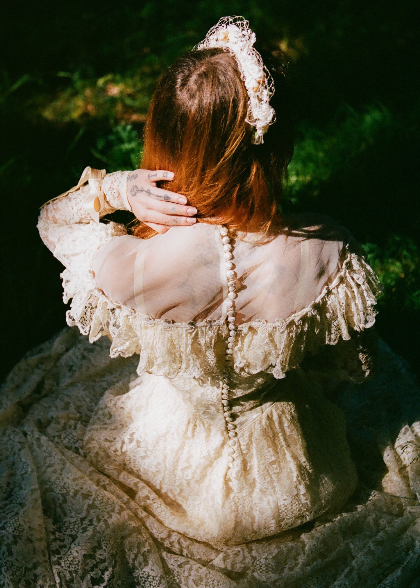 Heavenly Antique 1940’s Ivory Lace Dress with a Cathedral Train By: Maurer Originals - For Brielle