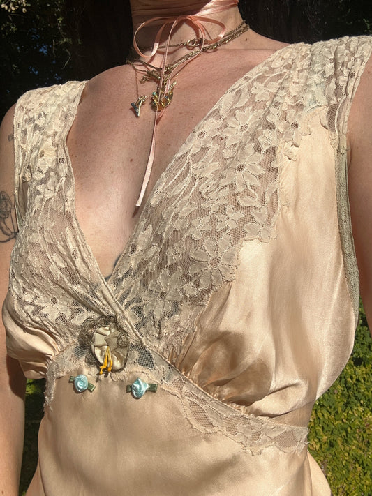 Antique NRA 1930’s Pale Pink Silk and Lace Slip Dress by: Wonder Maid Mutual Garments - One of One
