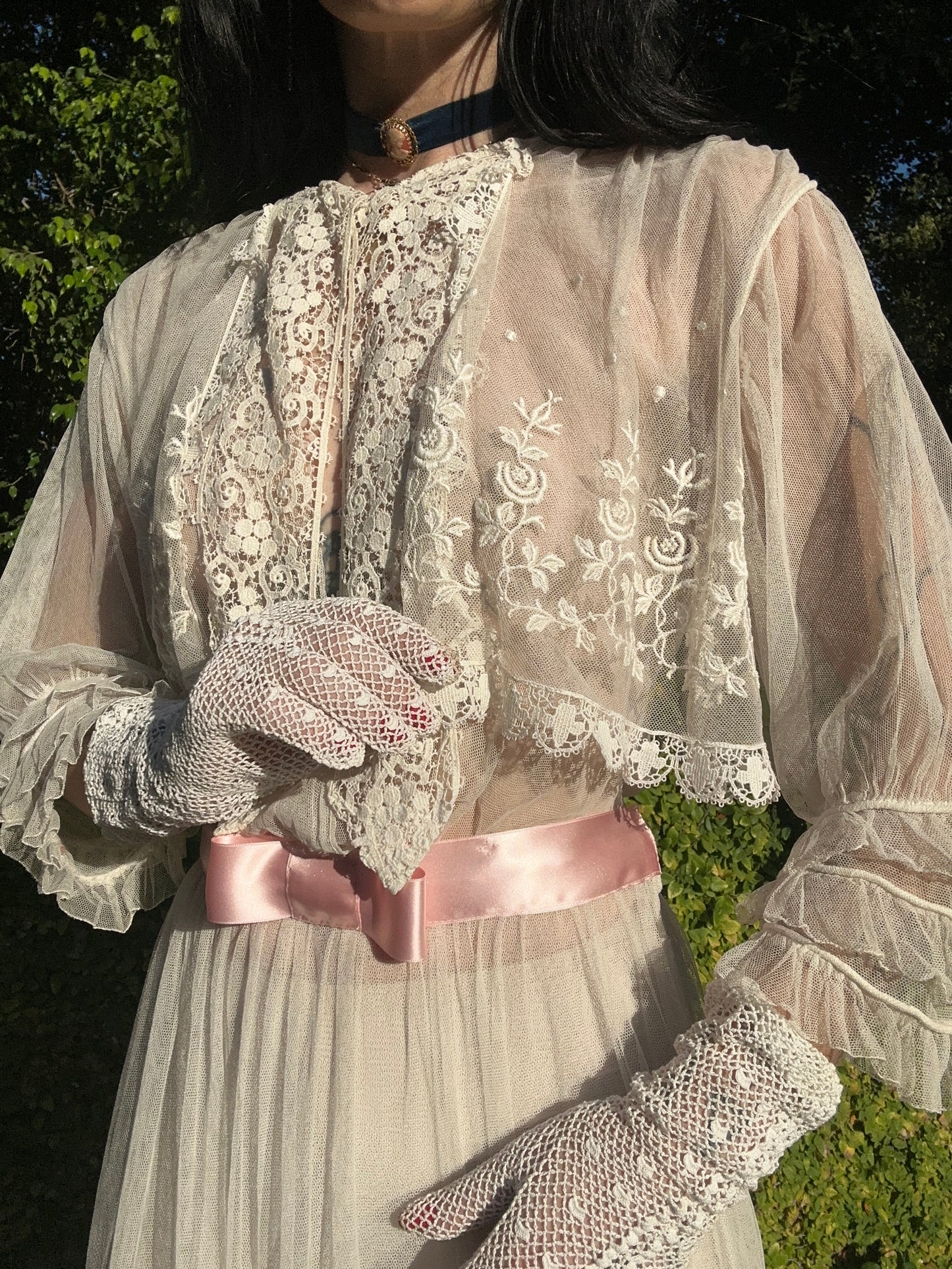 Rare Antique 1914 Edwardian Schiffili Silk Net Bridal Gown/Wedding Dress - Museum Quality